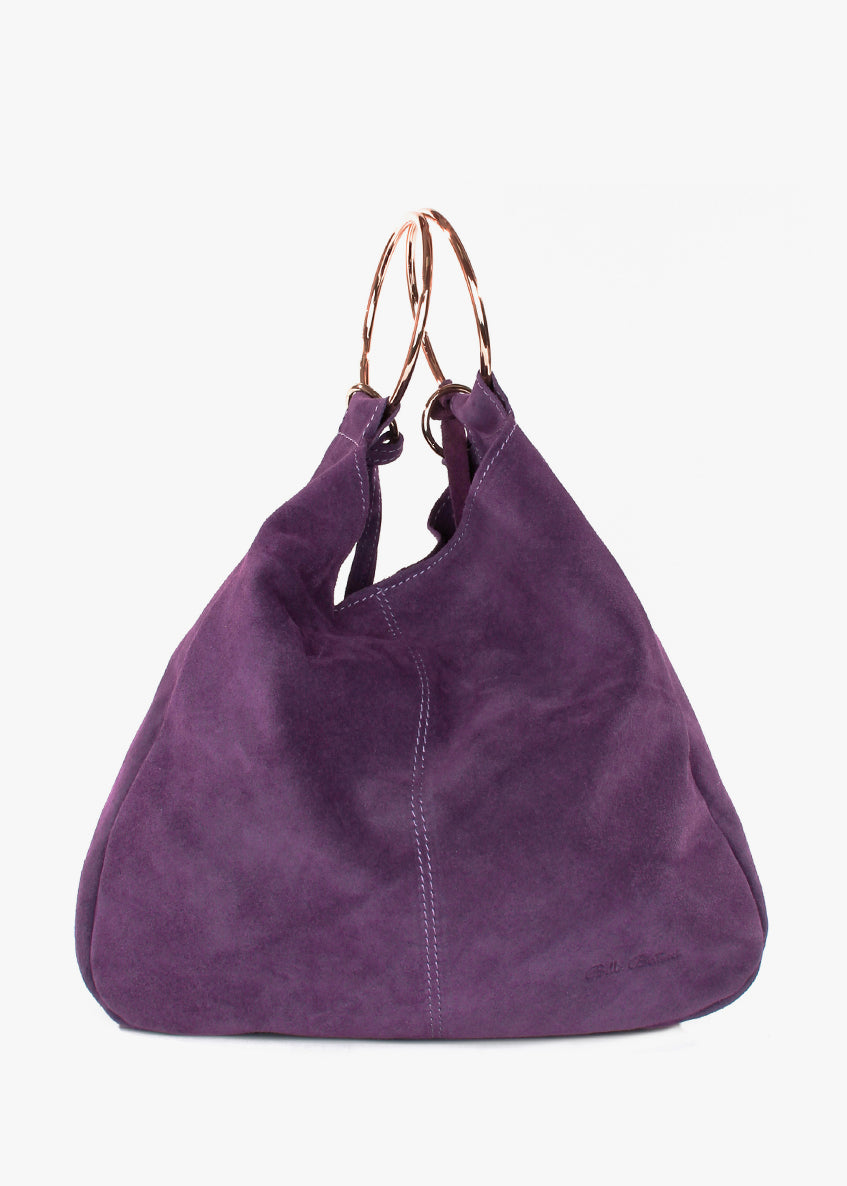 Bolso de mano de piel italiana Morado 3219-14-38