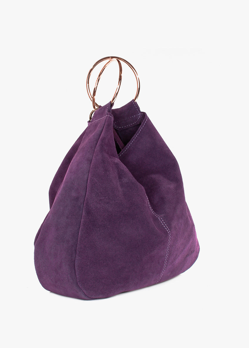 Bolso de mano de piel italiana Morado 3219-14-38