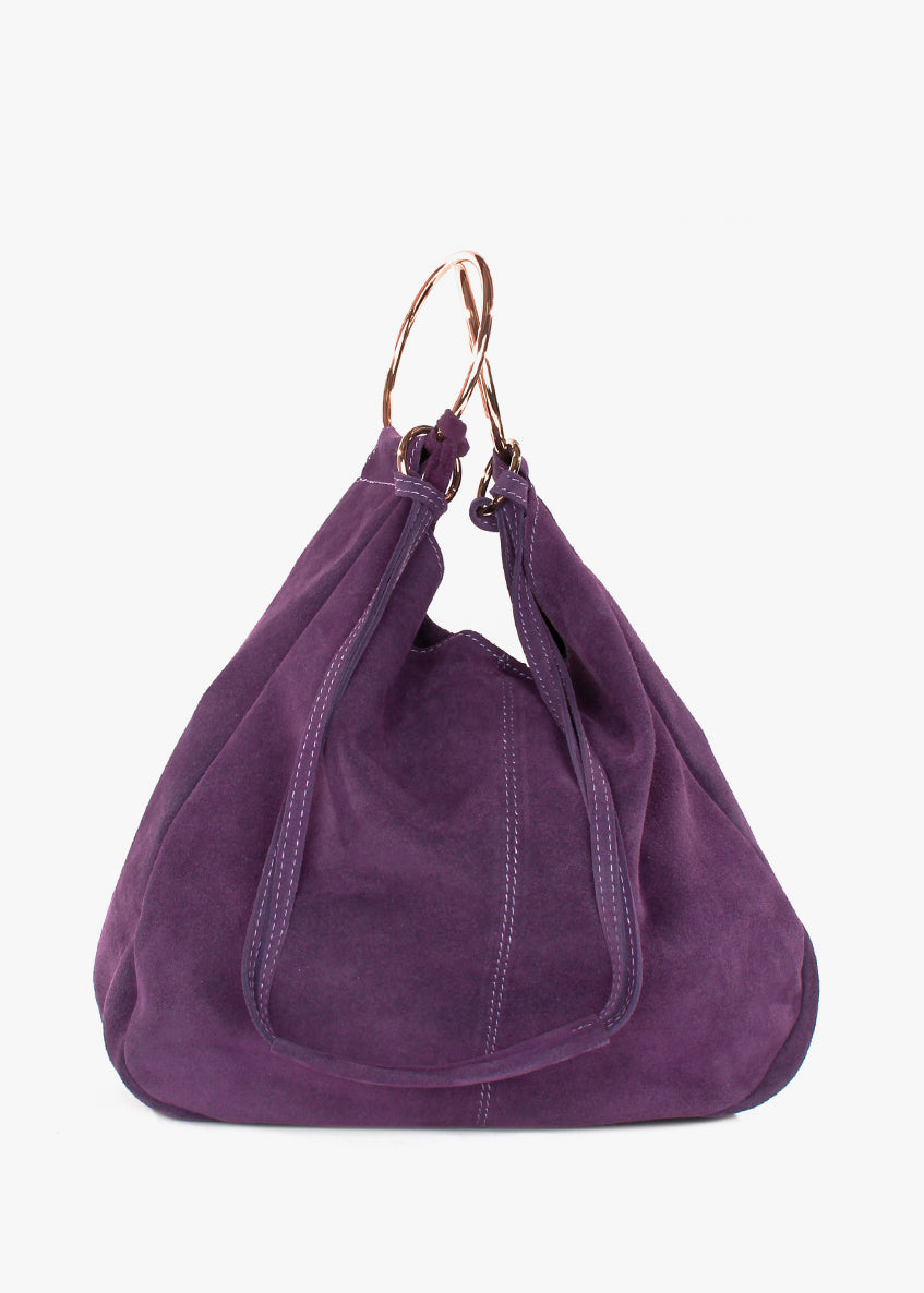 Bolso de mano de piel italiana Morado 3219-14-38