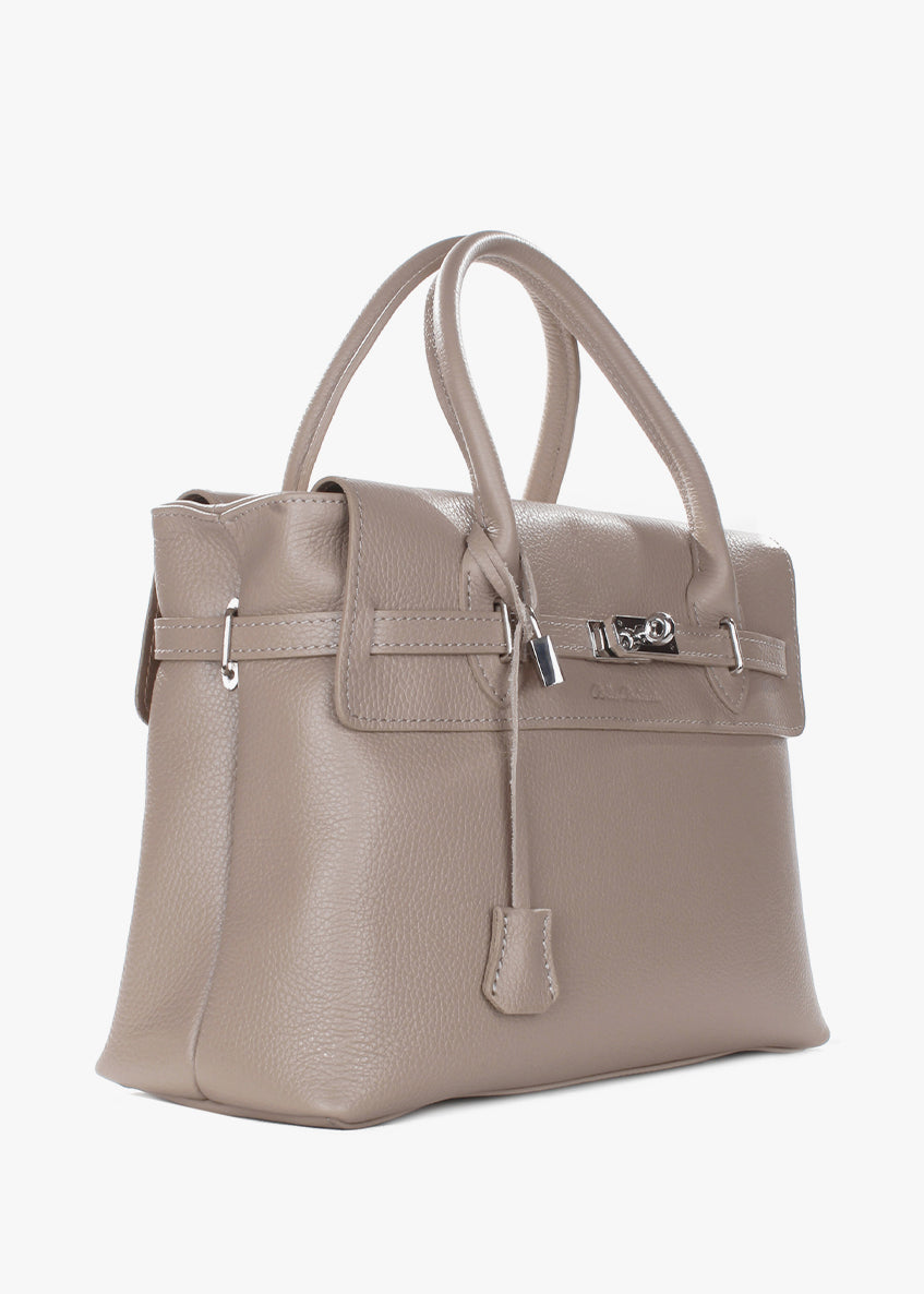 Bolso de mano de piel italiana Beige 5419-11-32