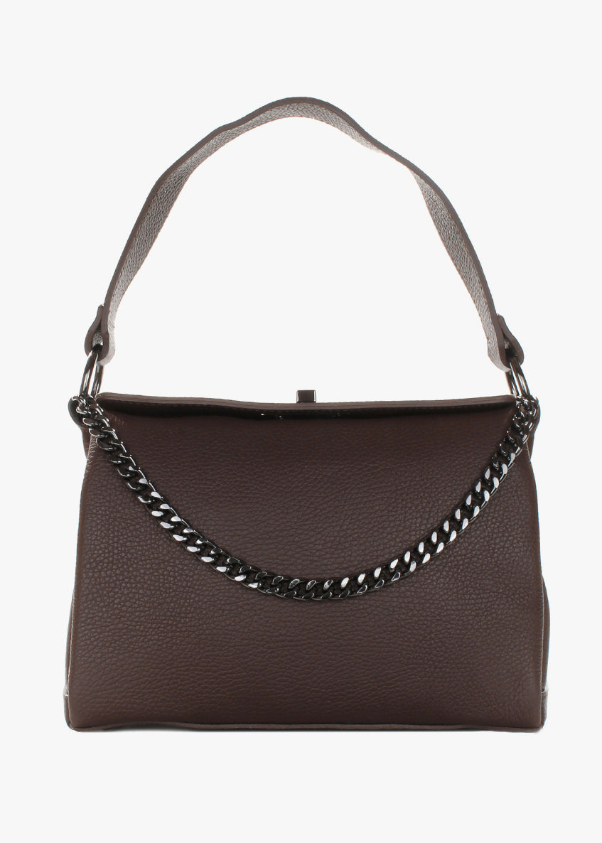 Bolso de hombro de piel italiana Marrón 6336-06-32