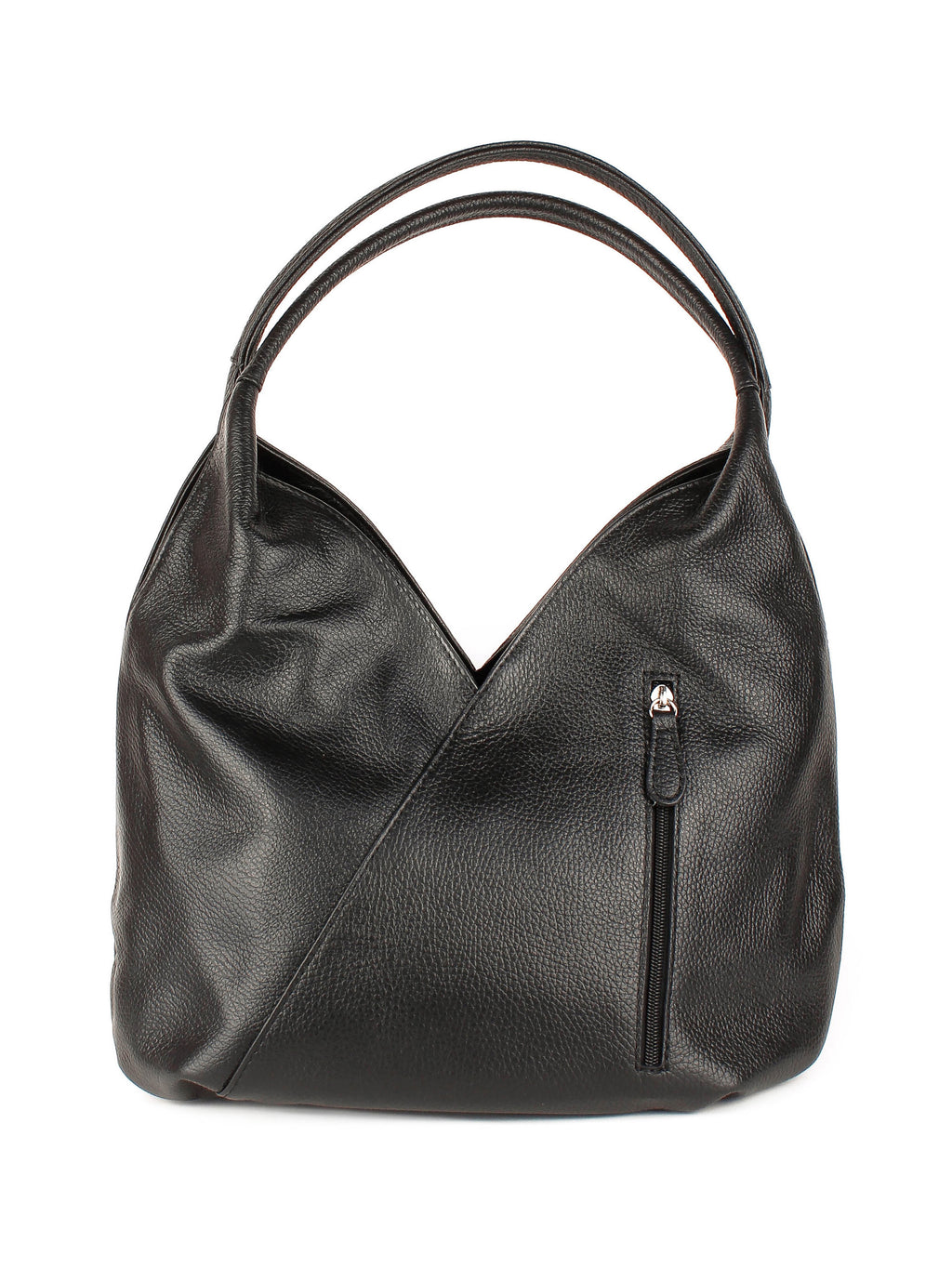Bolso de hombro de piel italiana Negro 6913-05-32