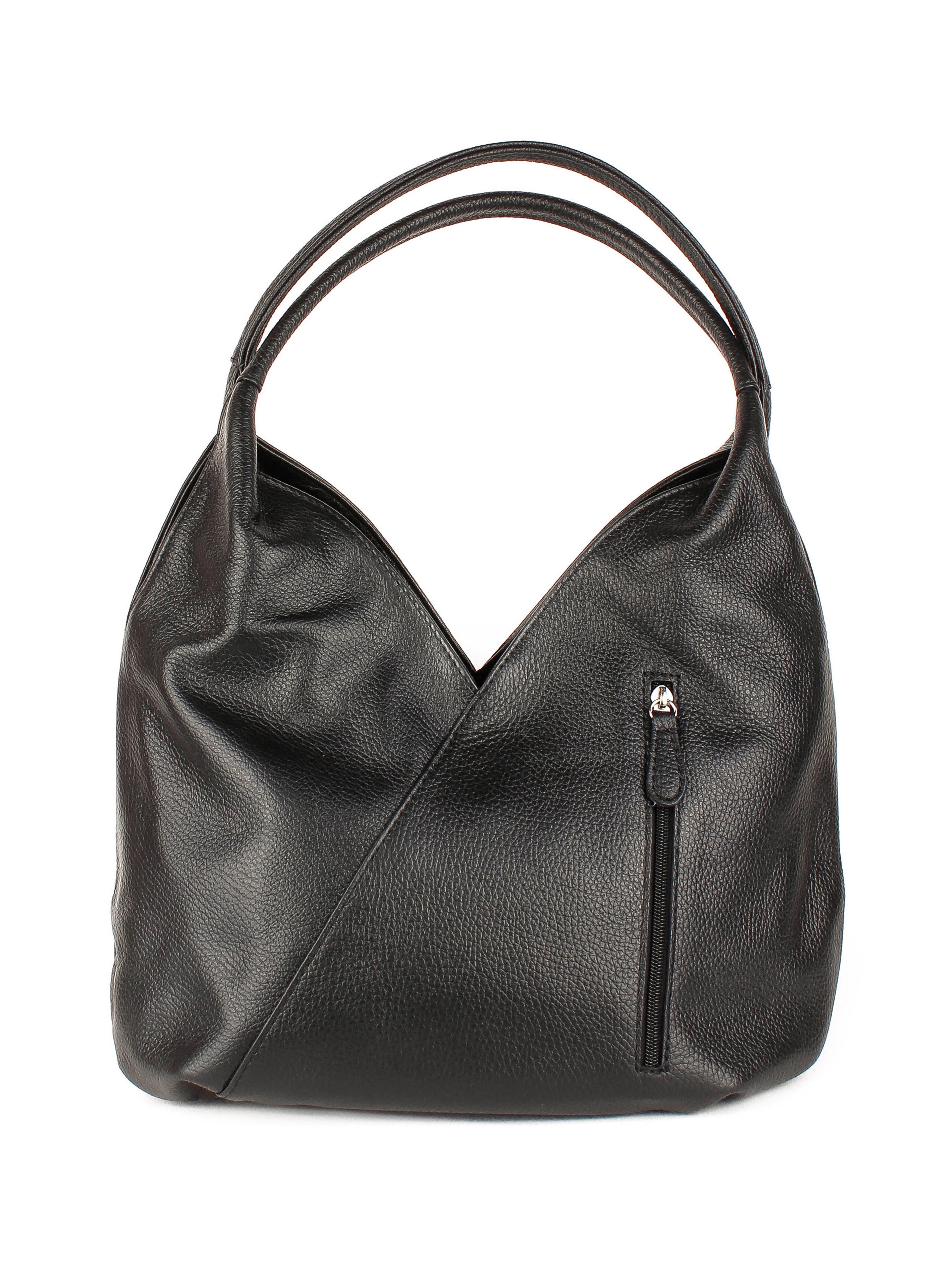 Bolso de hombro de piel italiana Negro 6913-05-32