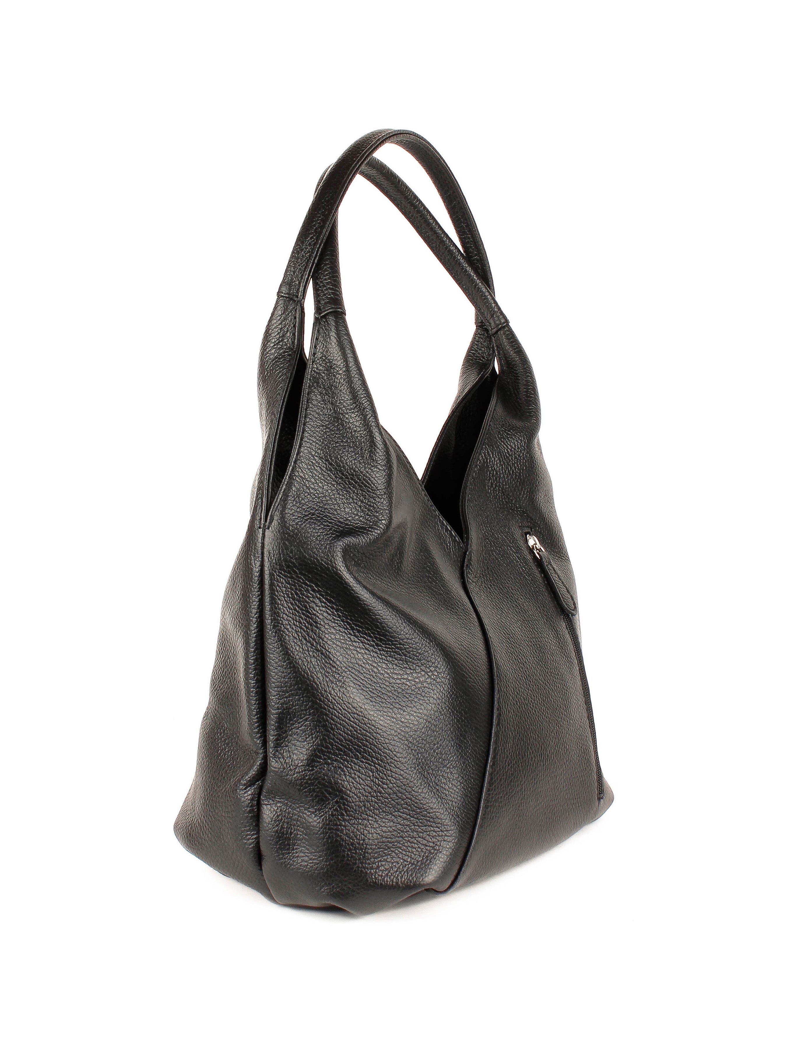 Bolso de hombro de piel italiana Negro 6913-05-32