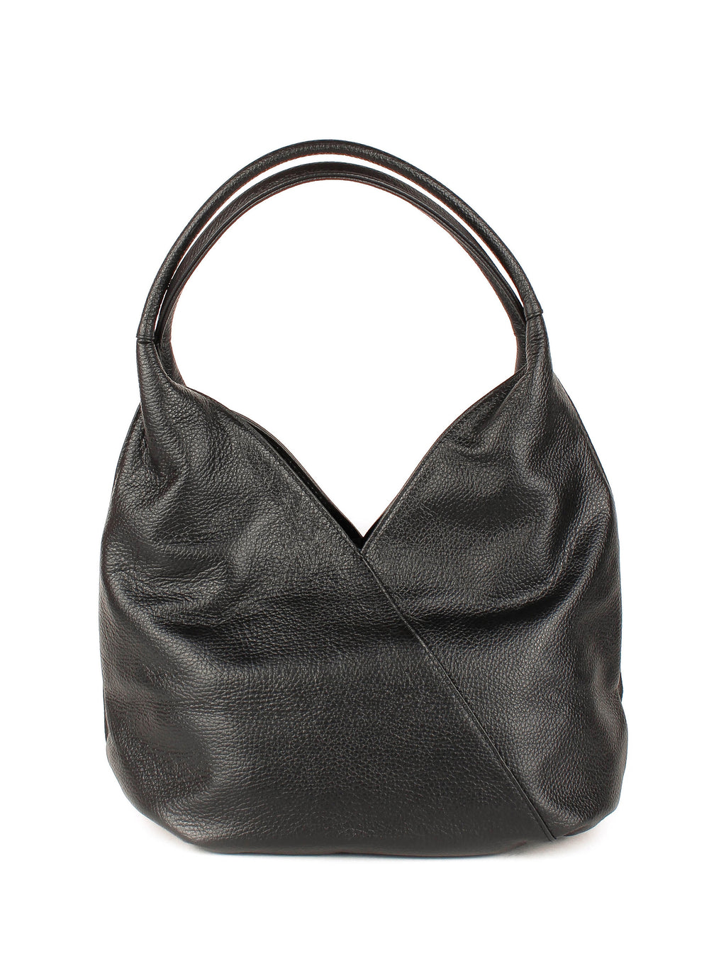 Bolso de hombro de piel italiana Negro 6913-05-32
