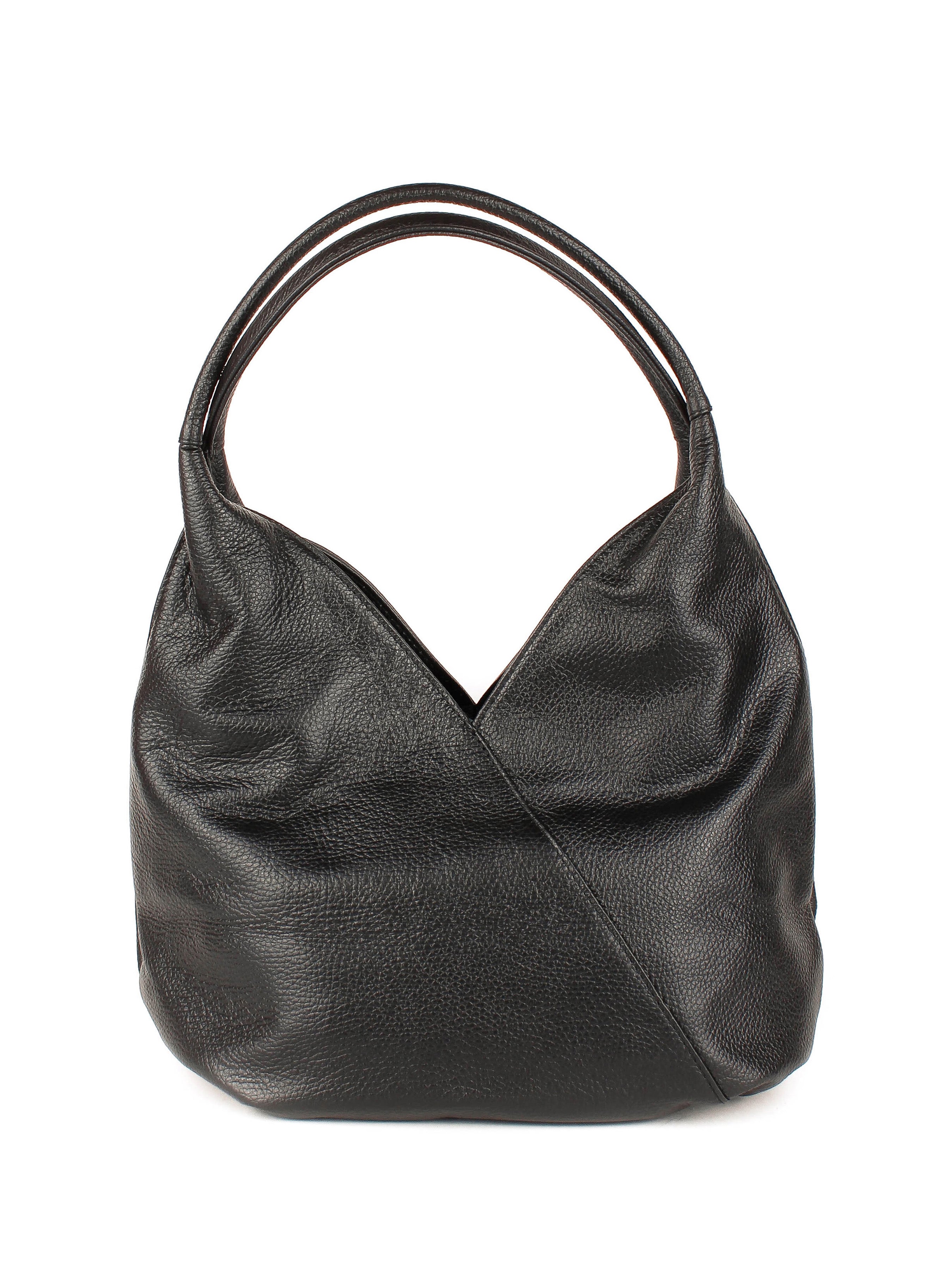 Bolso de hombro de piel italiana Negro 6913-05-32