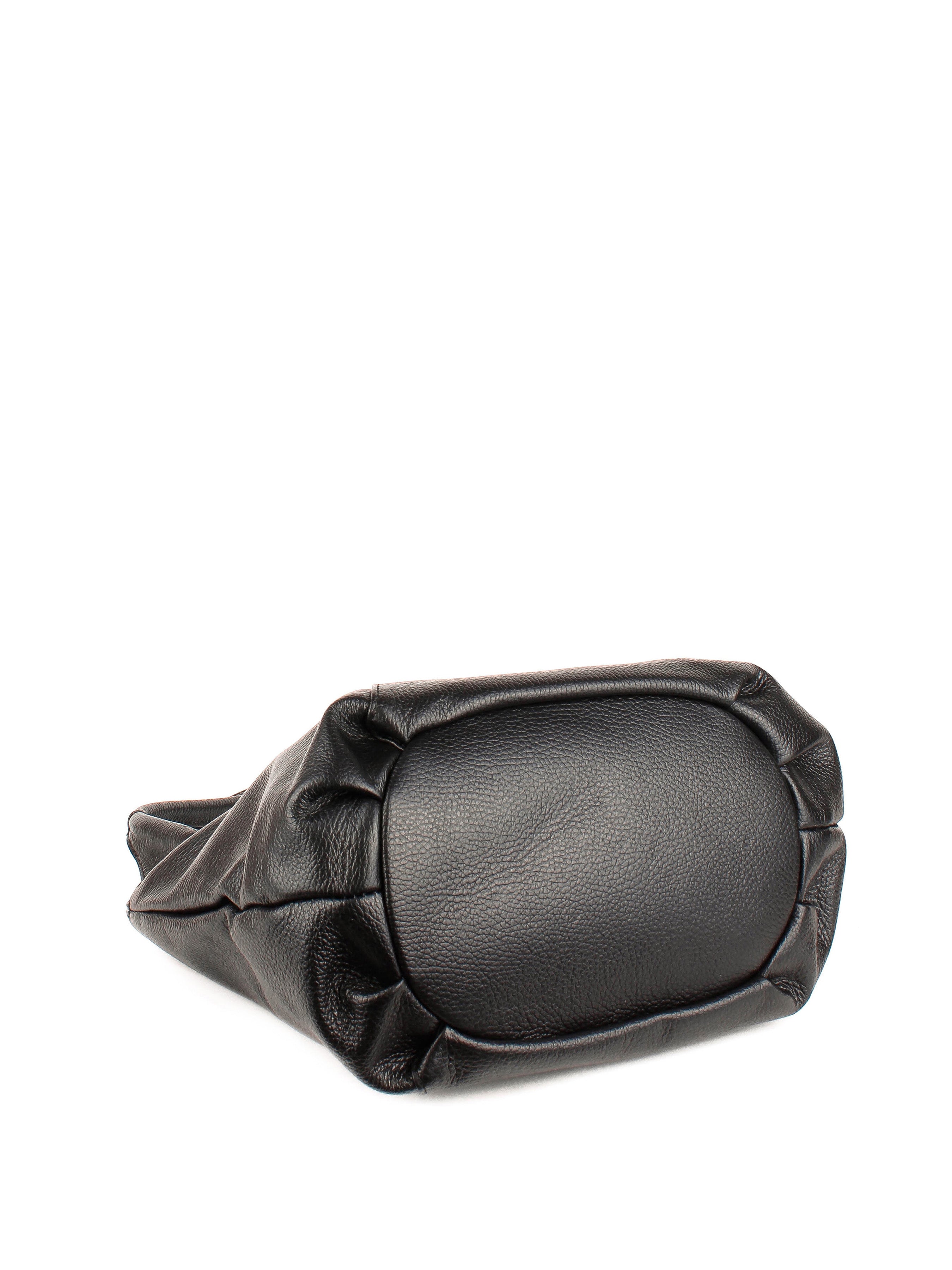 Bolso de hombro de piel italiana Negro 6913-05-32