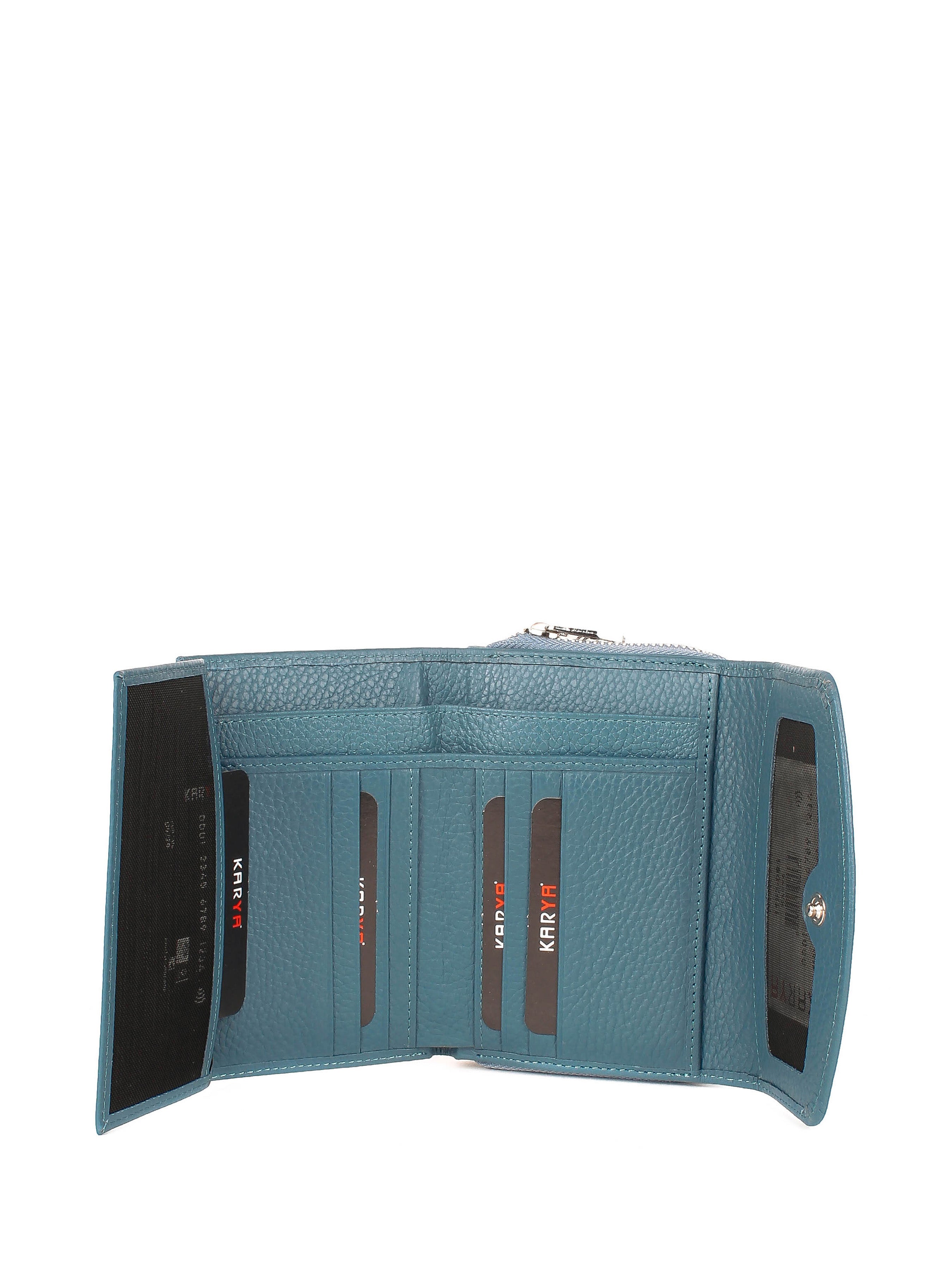 Cartera de piel italiana Темно блакитний 1192-093