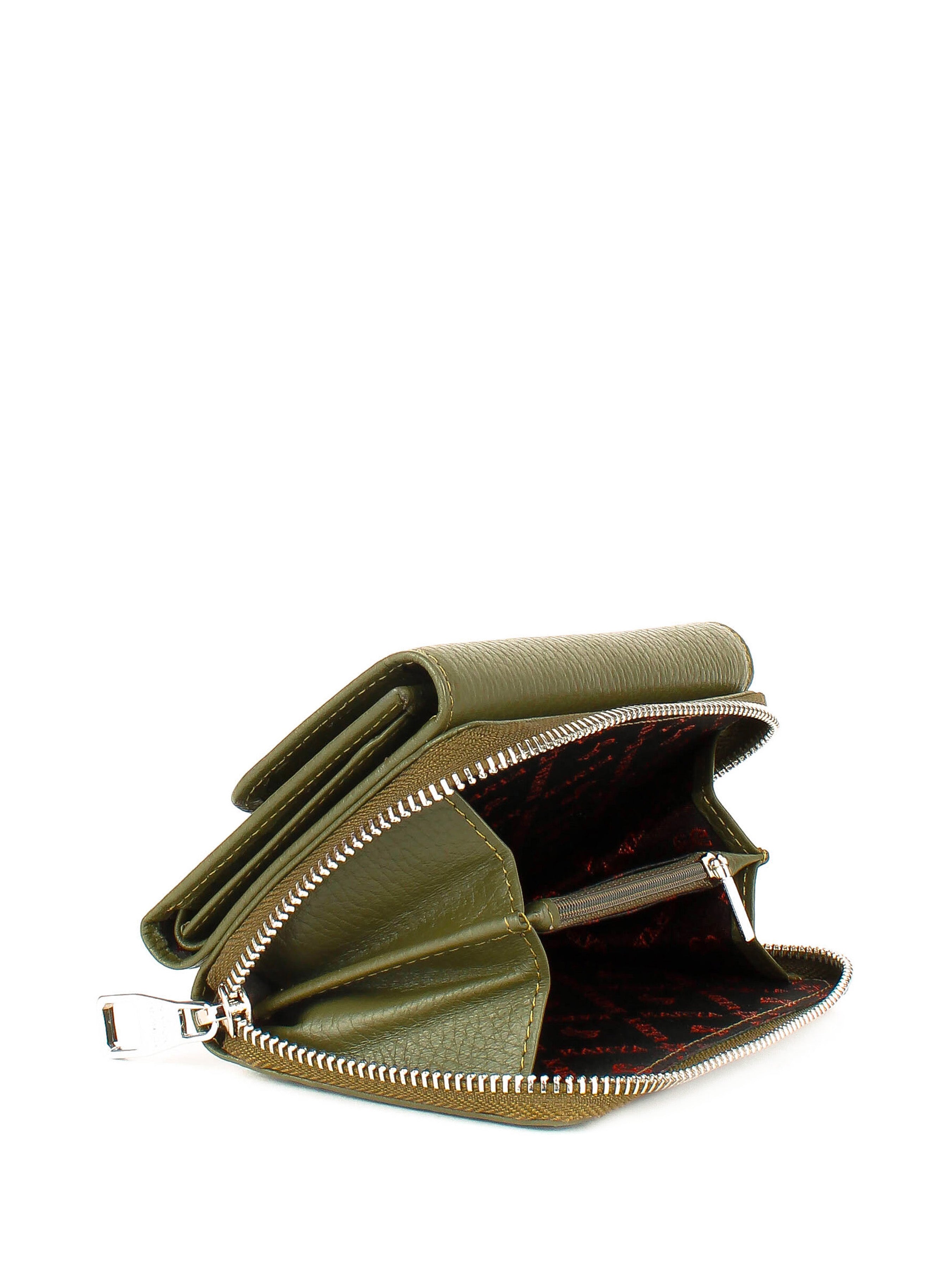 Cartera de piel italiana Verde 1192-084