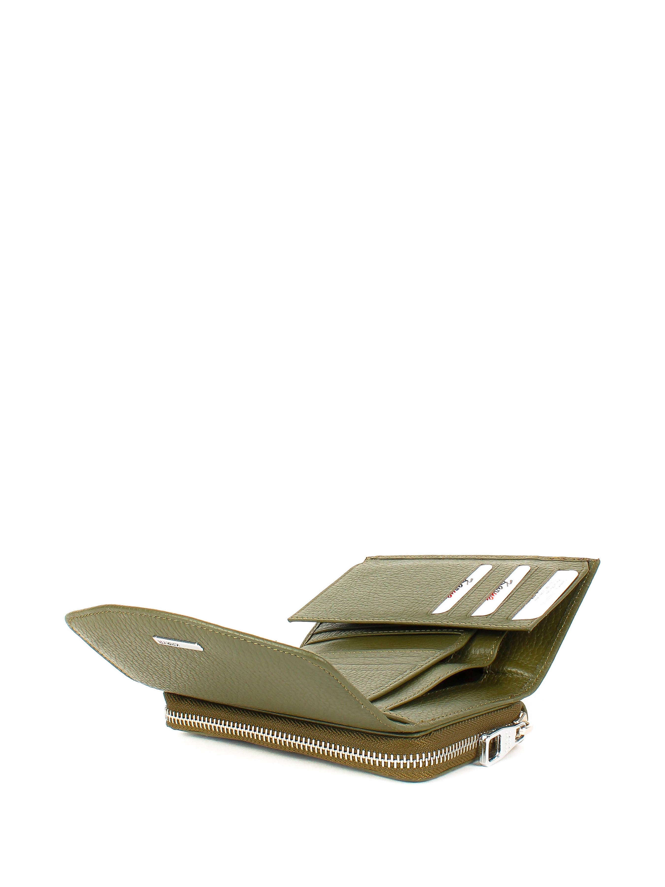 Cartera de piel italiana Verde 1192-084