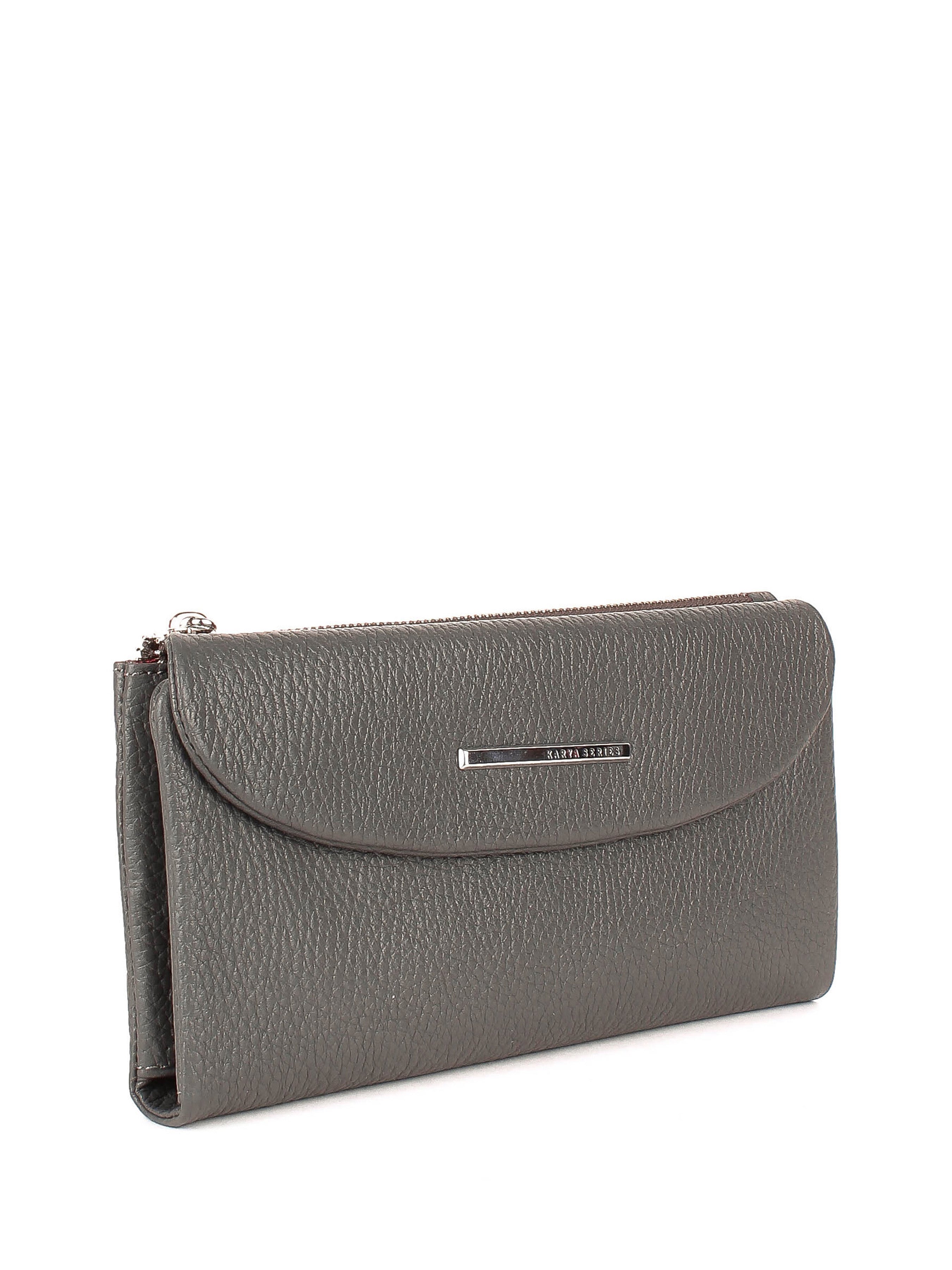 Cartera de piel italiana Gris 1172-081