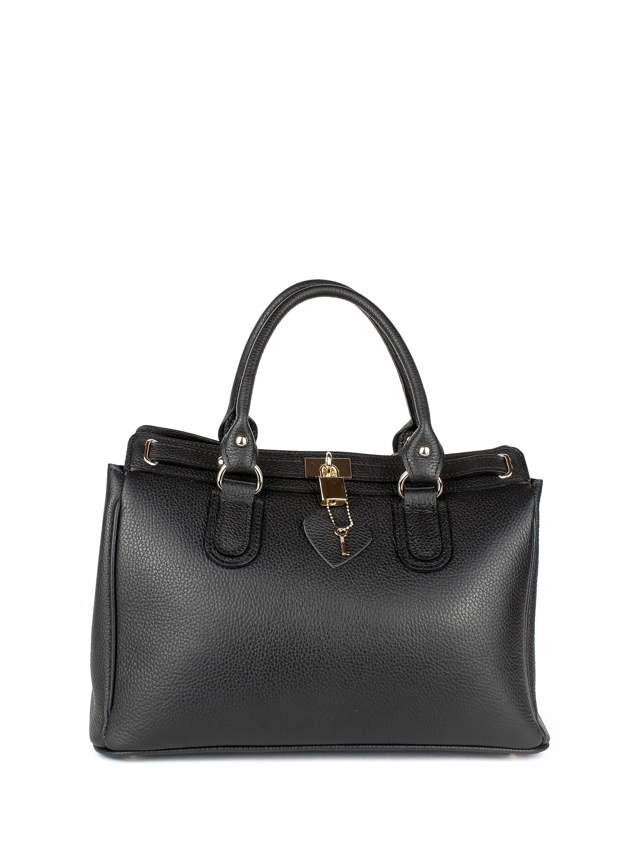 Bolso de mano de piel italiana Magenti Negro