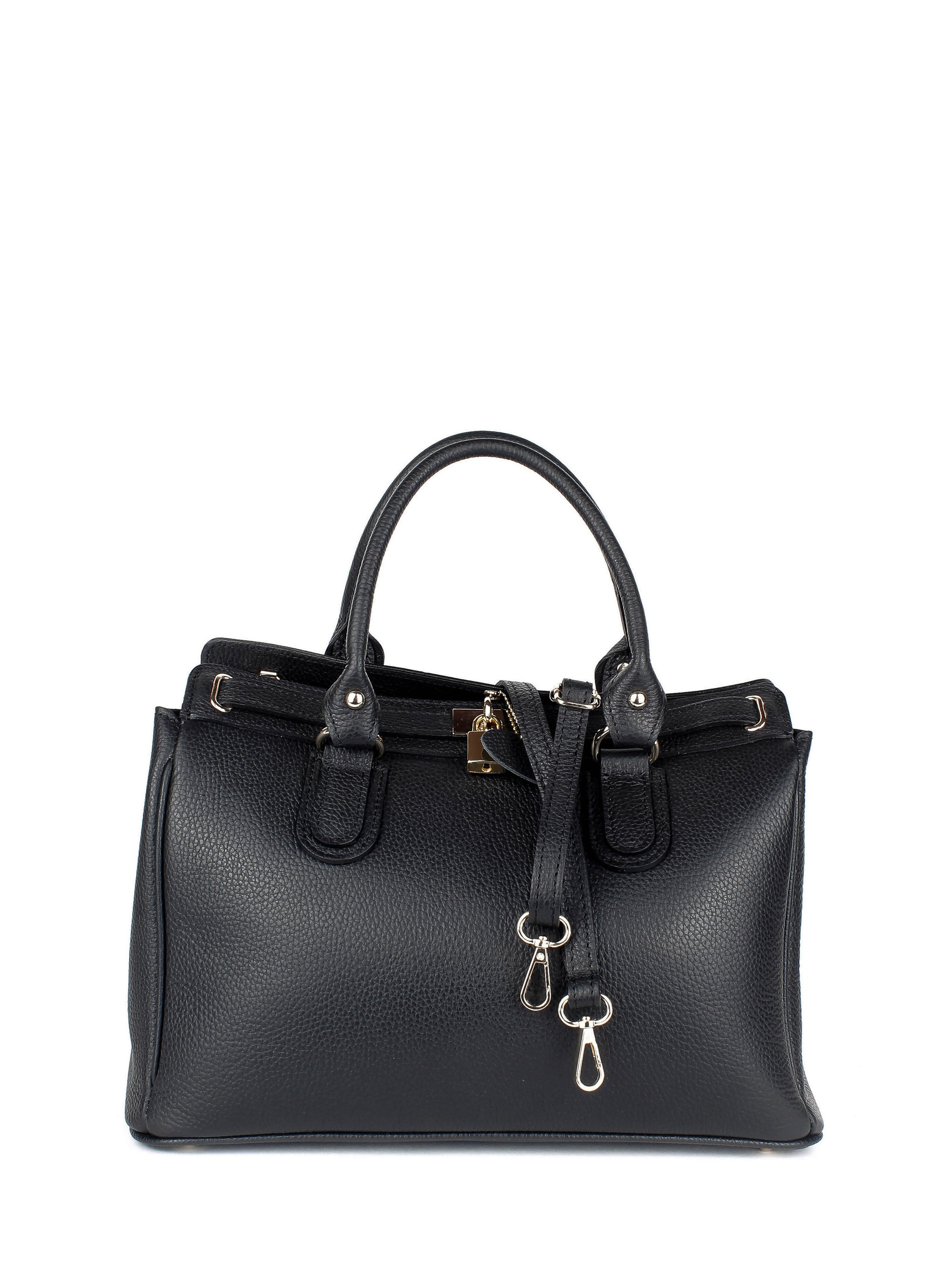 Bolso de mano de piel italiana Magenti Negro