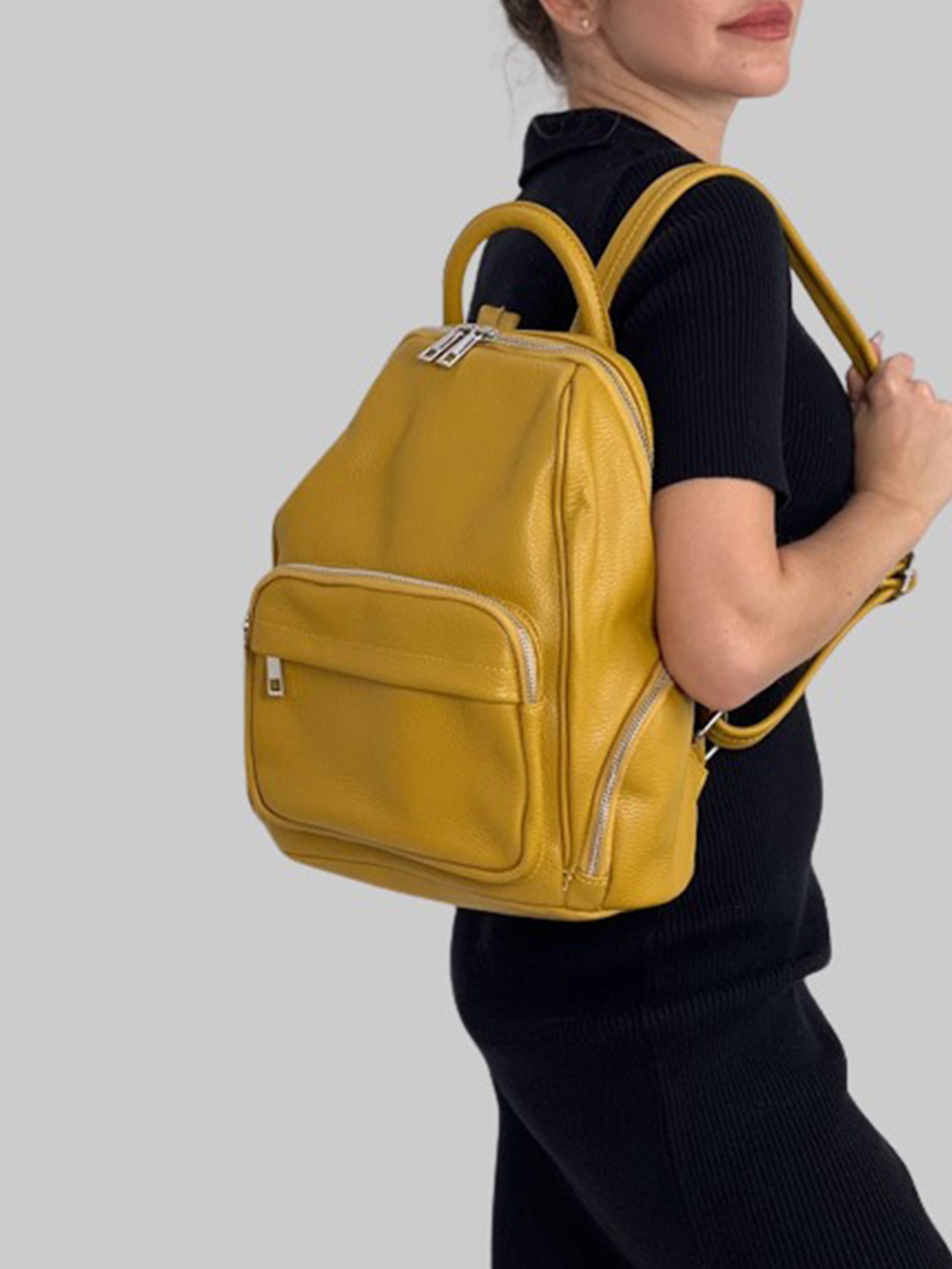 Mochila de piel italiana Amarillo 1235-55-32
