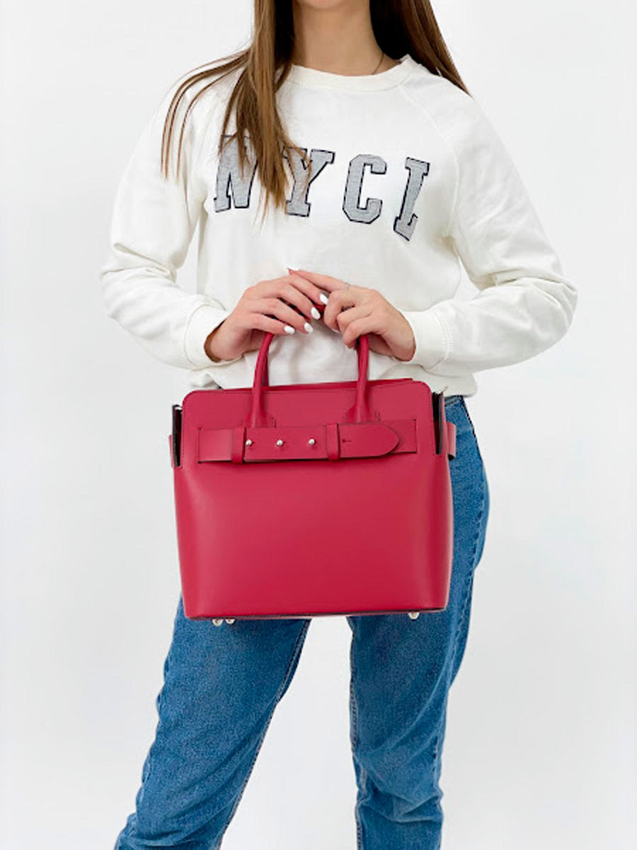 Bolso de mano de piel italiana Marche Rojo