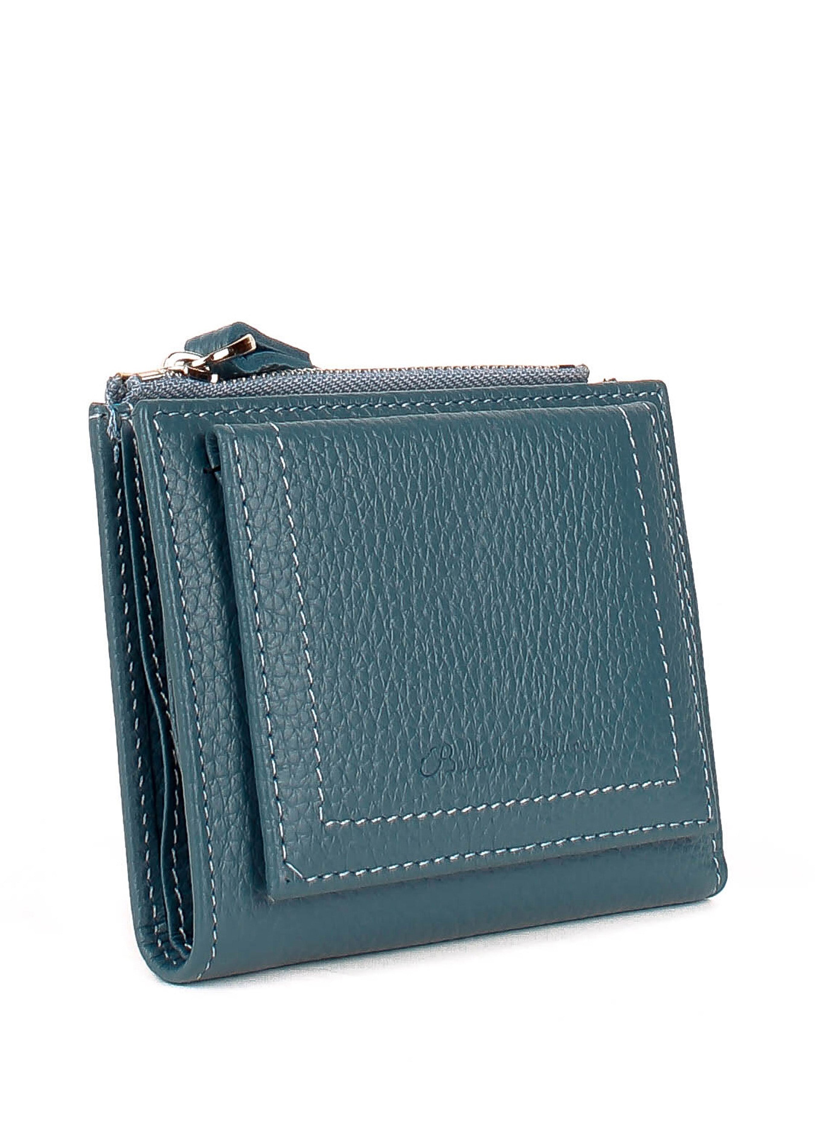 Cartera de piel italiana Темно блакитний 960-418