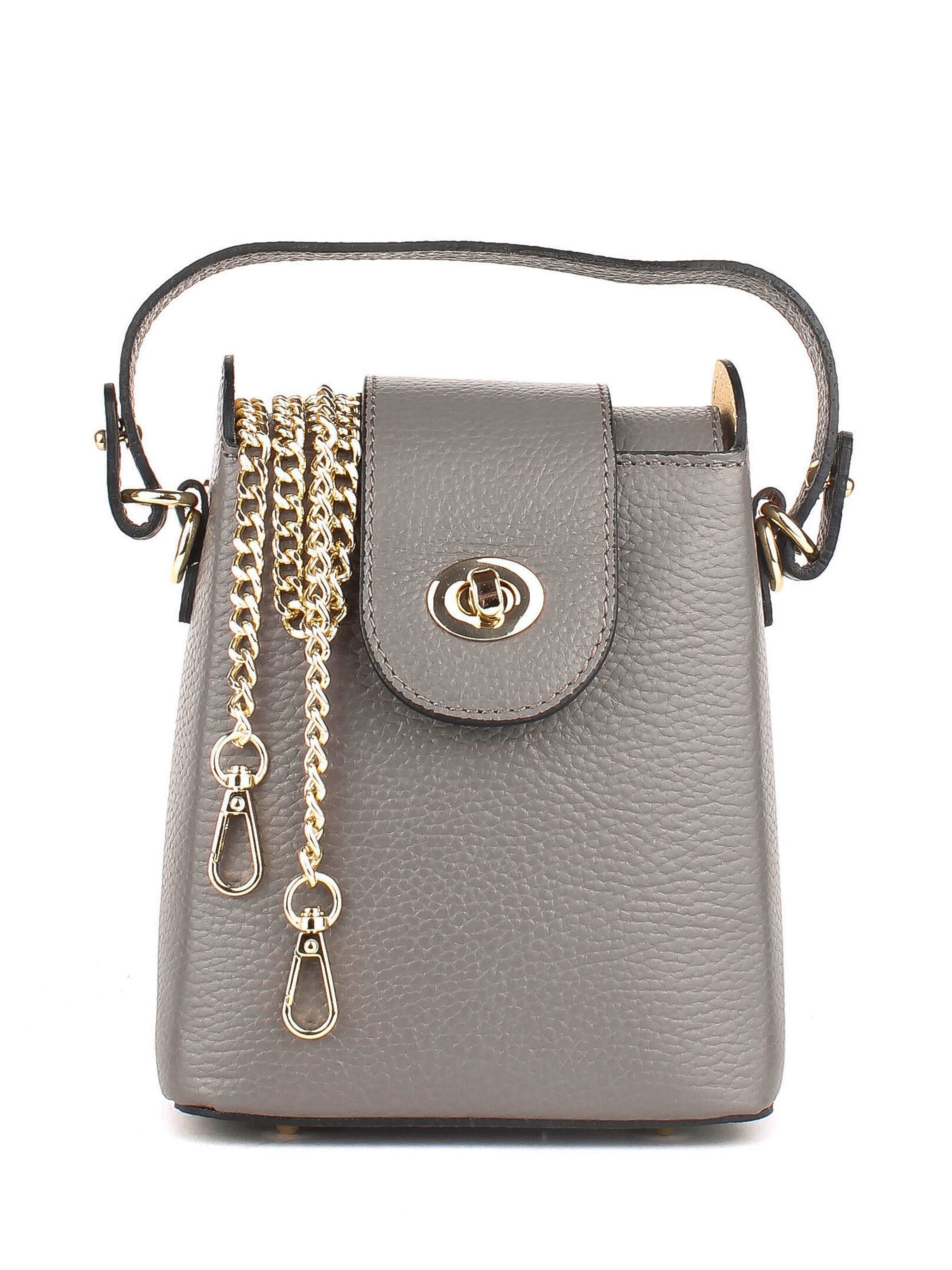 Bandolera de piel italiana Gris, Beige 8811-98-32