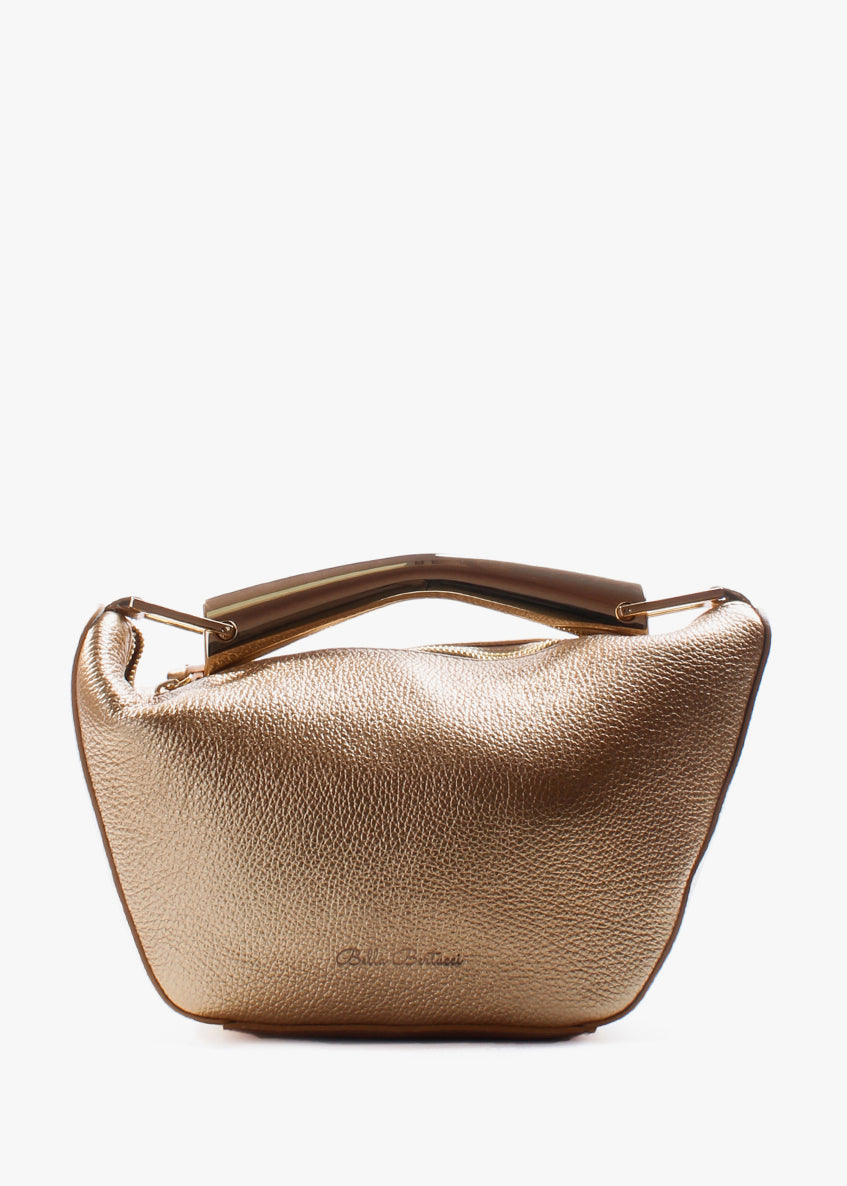 Bolso de hombro de piel italiana Amarillo 7142-21-32