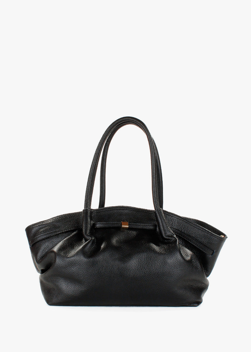 Bolso de hombro de piel italiana Negro 3923-05-32