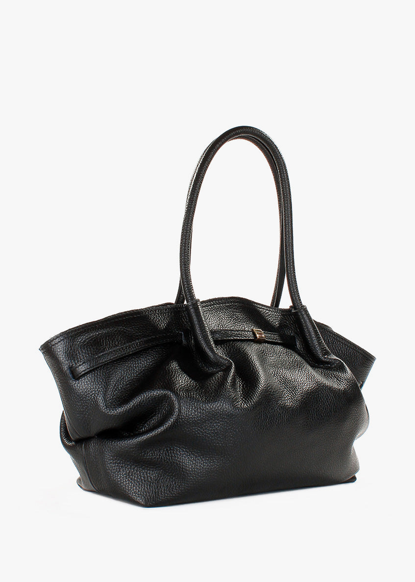 Bolso de hombro de piel italiana Negro 3923-05-32