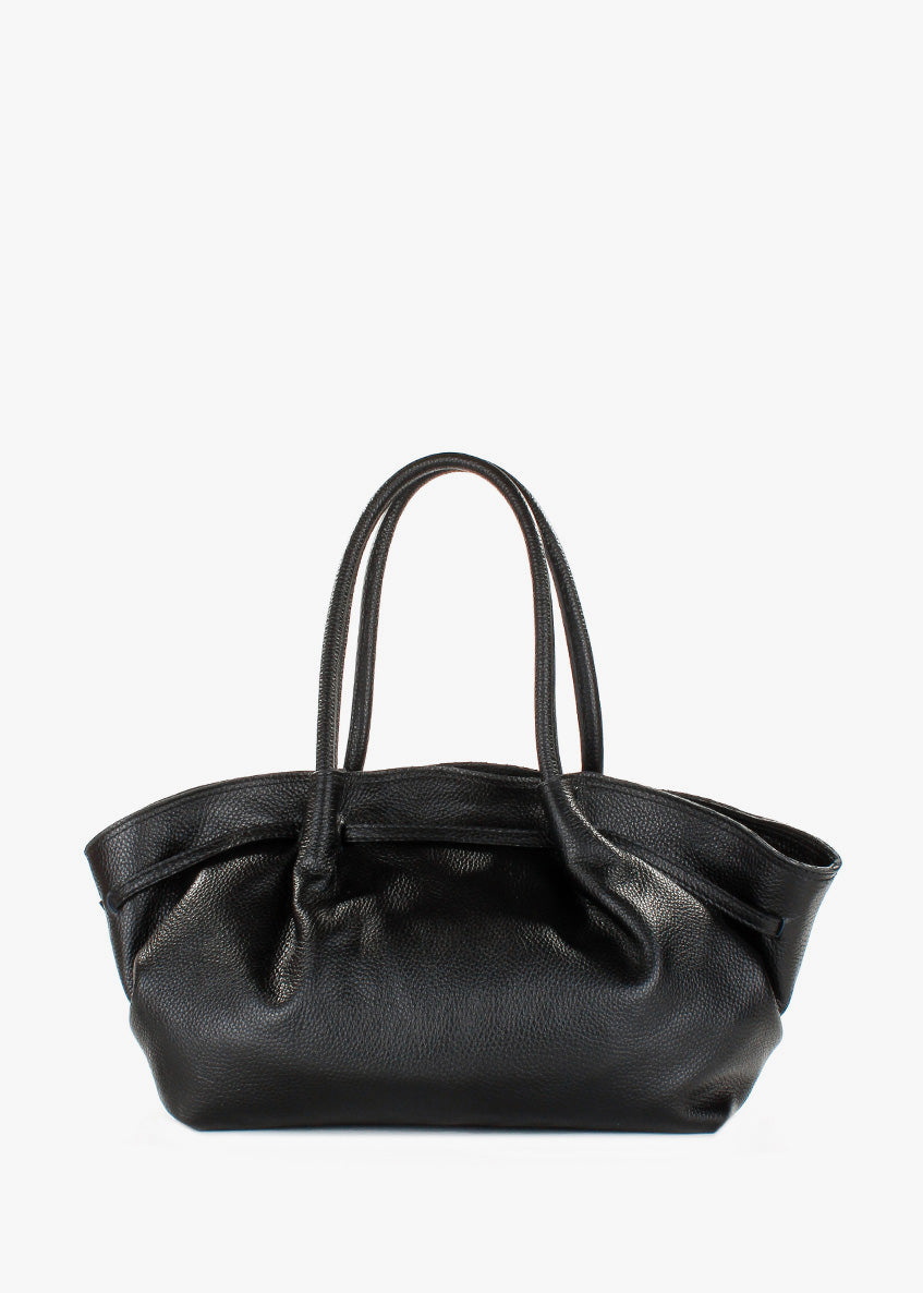 Bolso de hombro de piel italiana Negro 3923-05-32