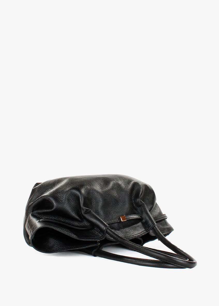 Bolso de hombro de piel italiana Negro 3923-05-32
