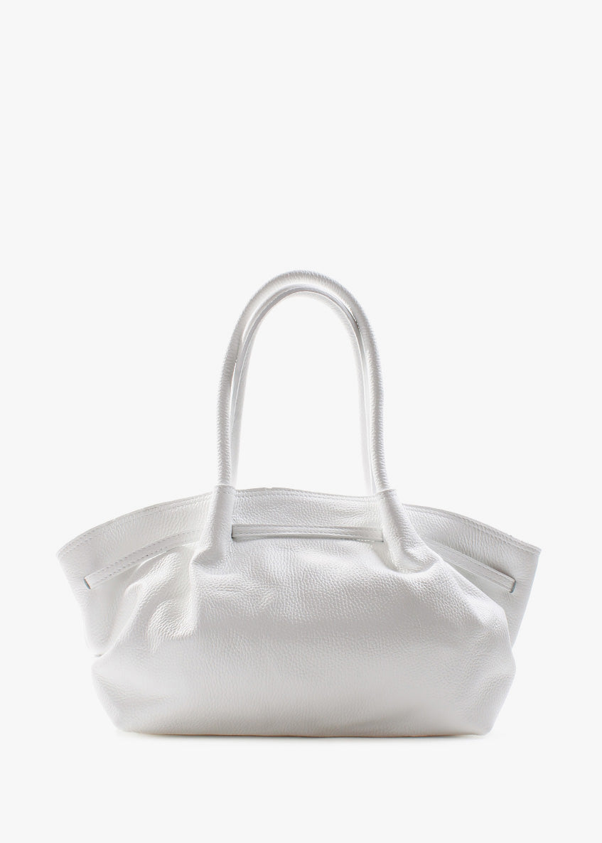 Bolso de hombro de piel italiana Blanco 3923-16-32
