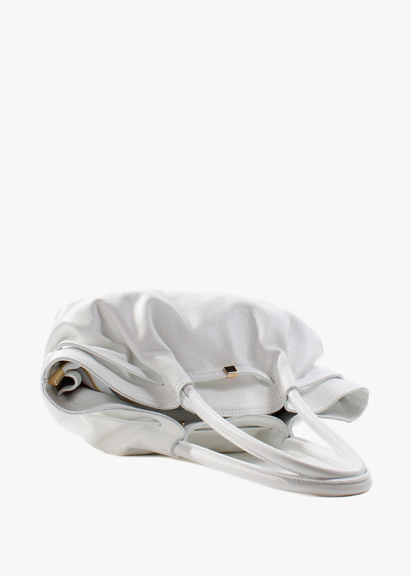 Bolso de hombro de piel italiana Blanco 3923-16-32