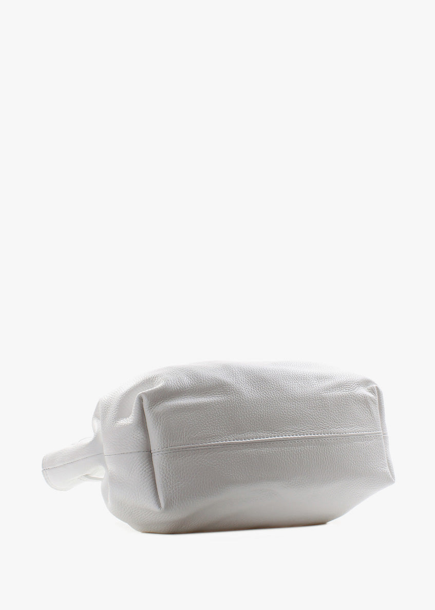 Bolso de hombro de piel italiana Blanco 3923-16-32