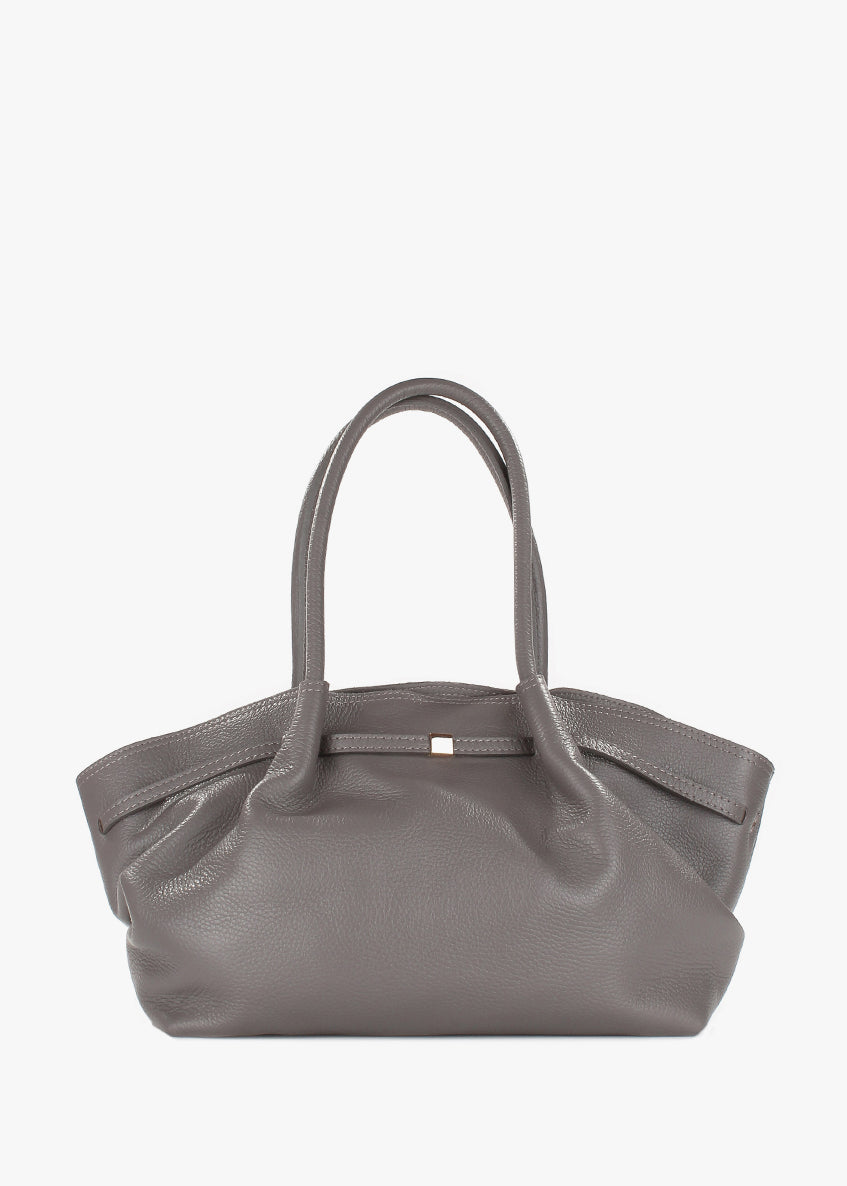 Bolso de hombro de piel italiana Gris, Beige 3923-98-32