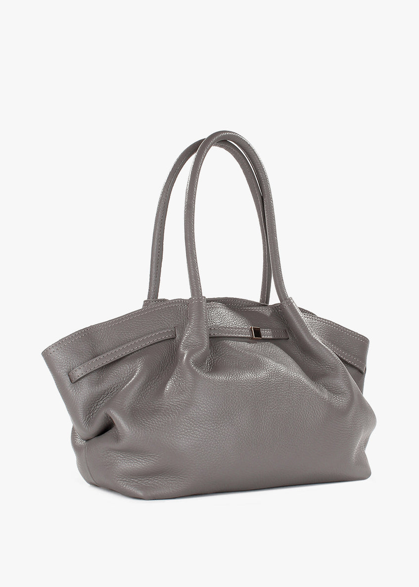 Bolso de hombro de piel italiana Gris, Beige 3923-98-32