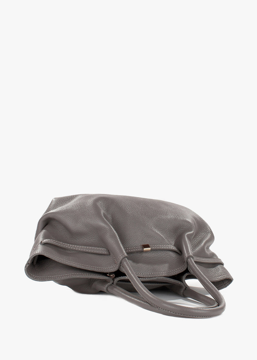Bolso de hombro de piel italiana Gris, Beige 3923-98-32