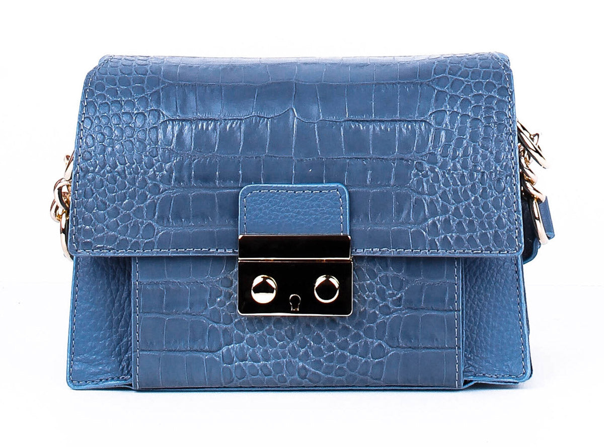 Bandolera de piel italiana Azul 2809-97-101