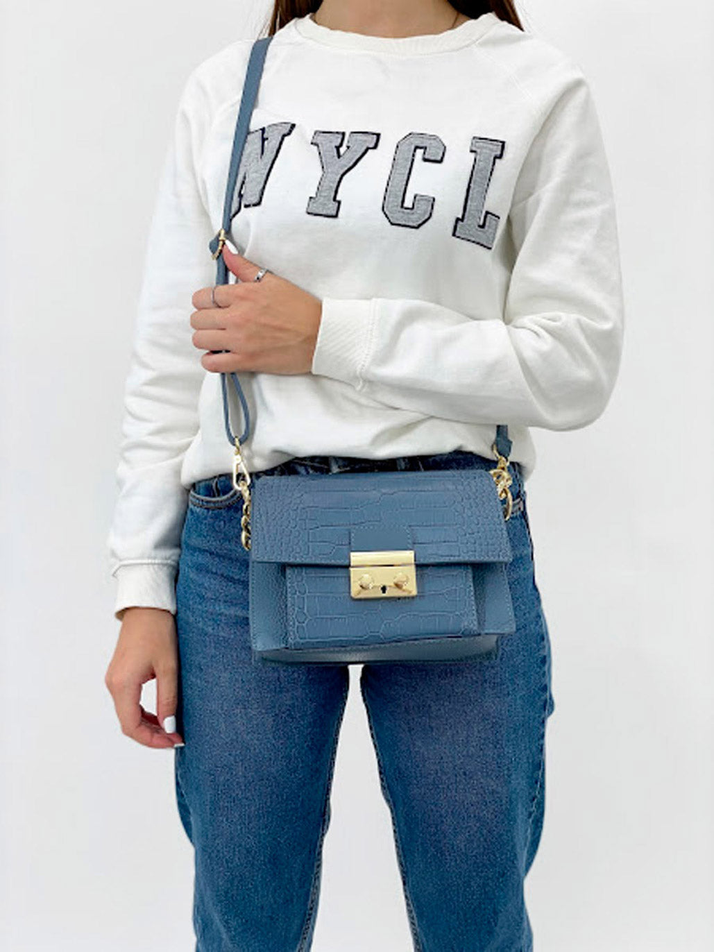 Bandolera de piel italiana Azul 2809-97-101