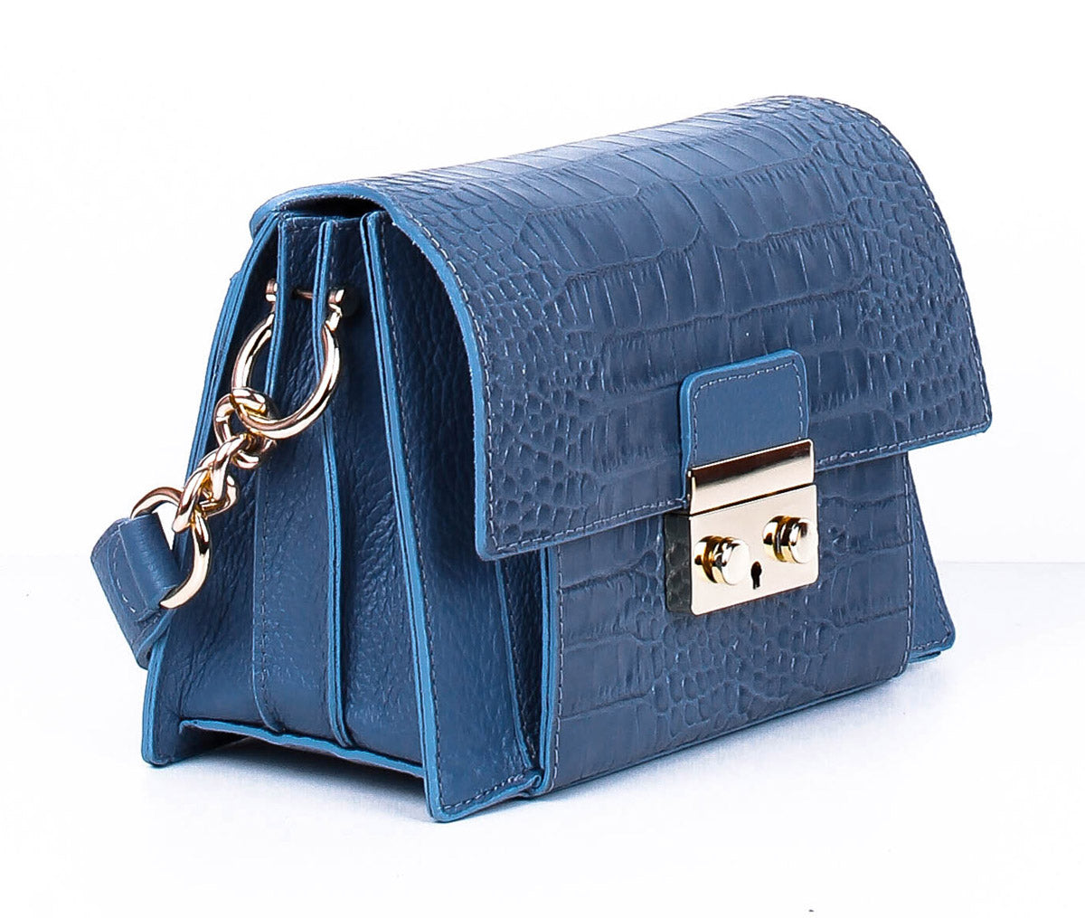 Bandolera de piel italiana Azul 2809-97-101