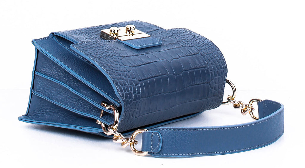 Bandolera de piel italiana Azul 2809-97-101