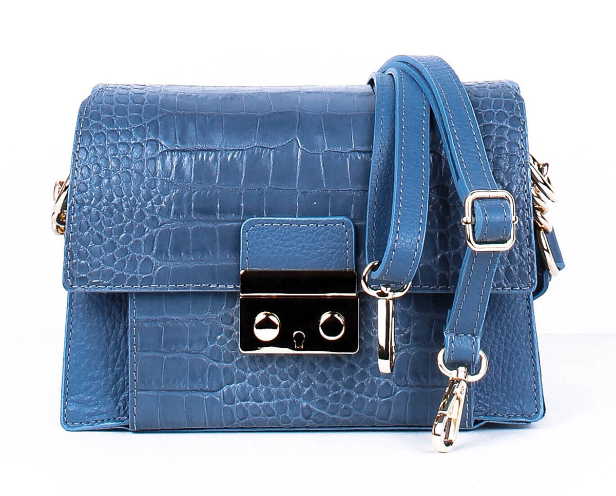 Bandolera de piel italiana Azul 2809-97-101