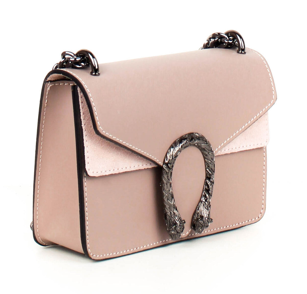 Bandolera de piel italiana Gris 9638-52-31