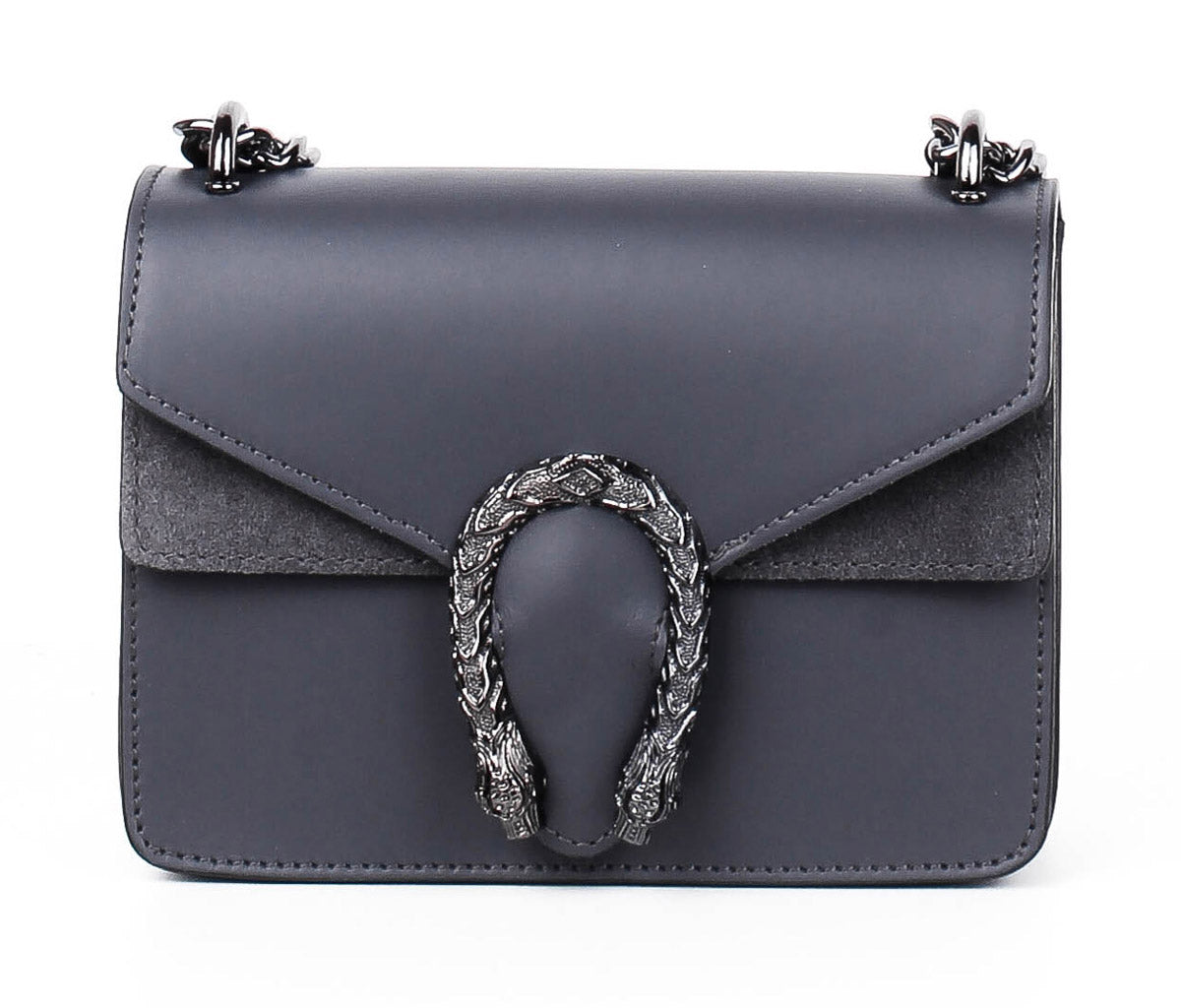 Bandolera de piel italiana Gris 9638-27-31