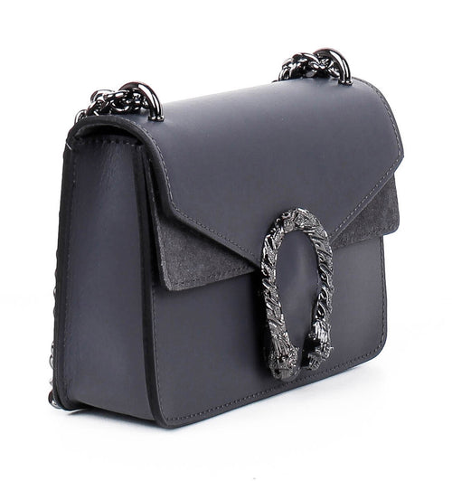 Bandolera de piel italiana Gris 9638-27-31