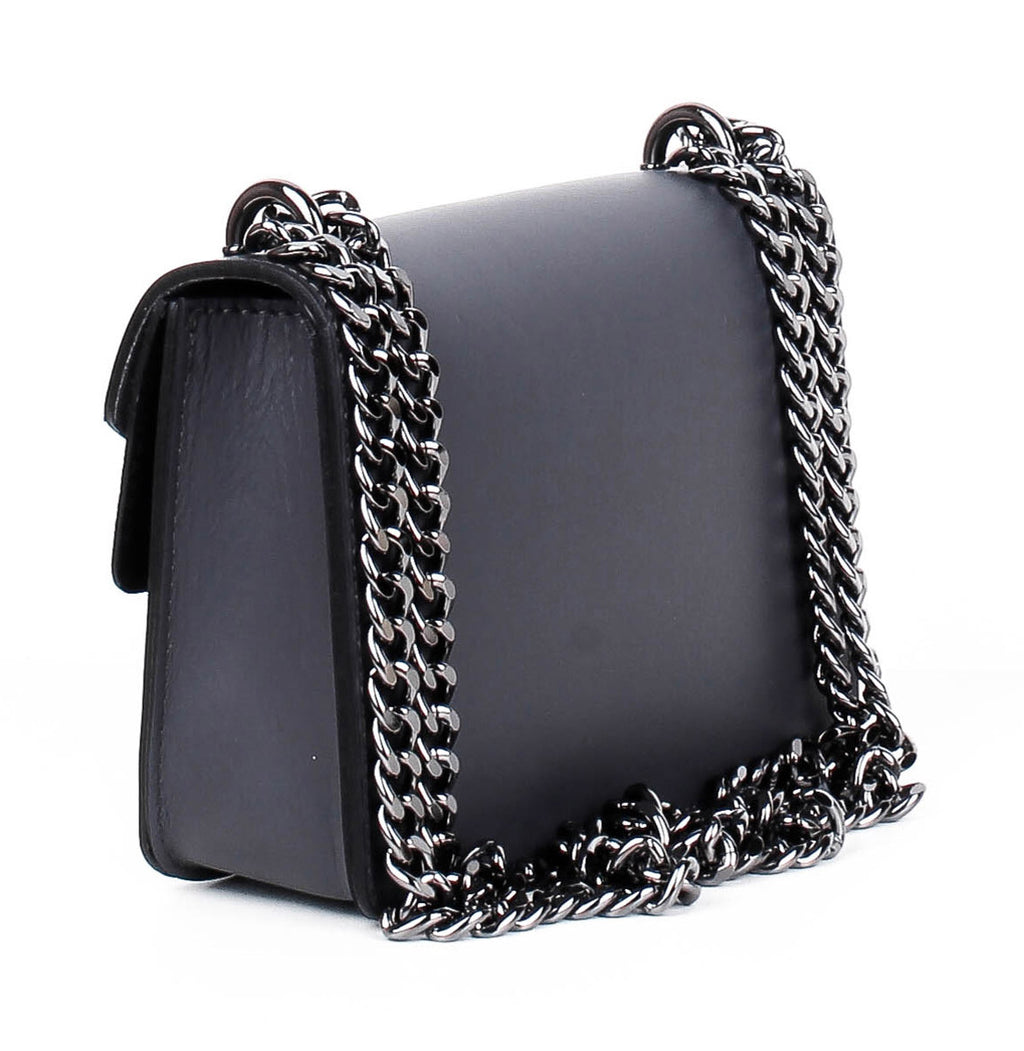 Bandolera de piel italiana Gris 9638-27-31