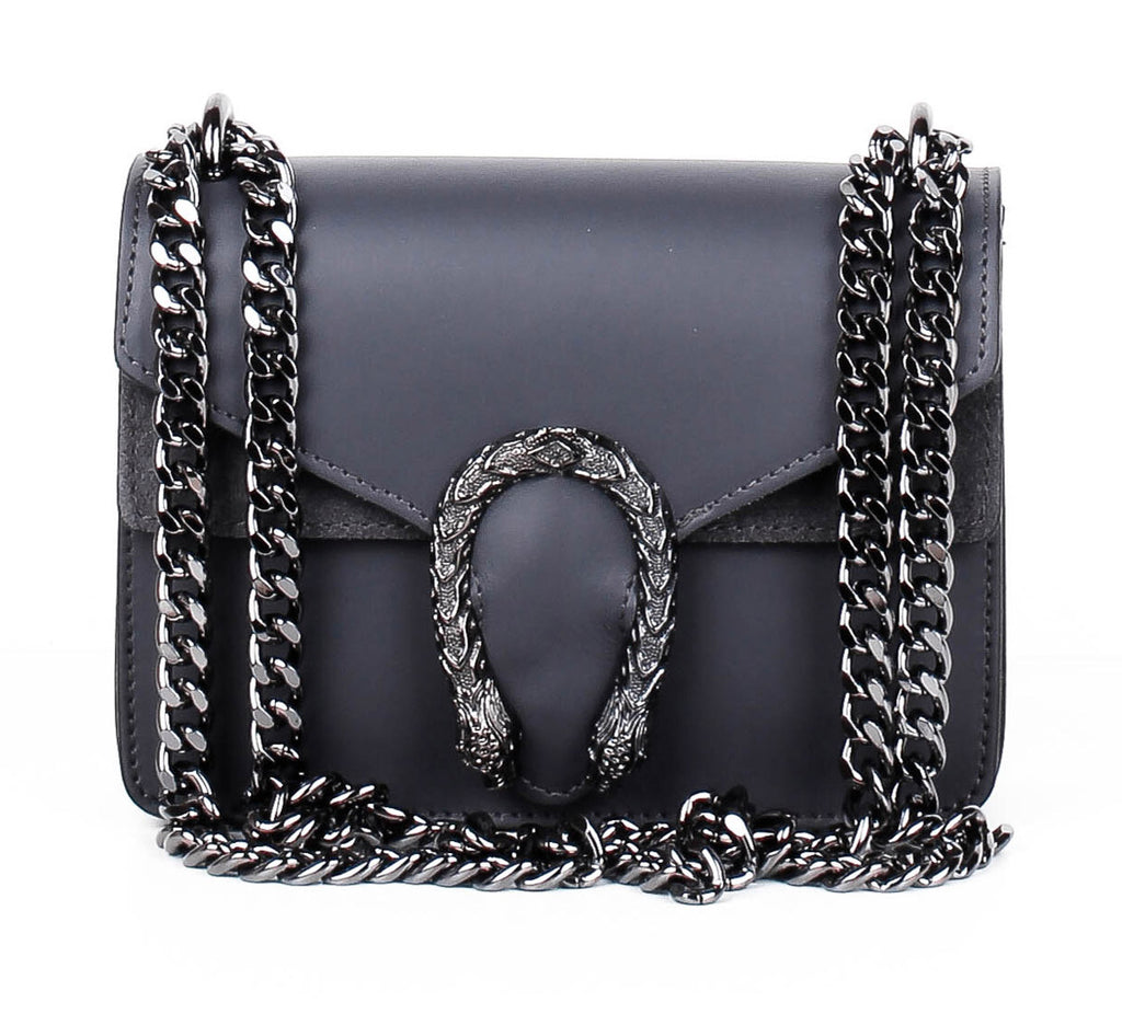 Bandolera de piel italiana Gris 9638-27-31