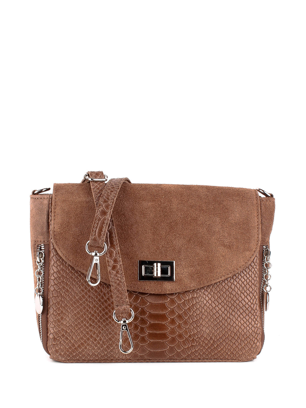 Bandolera de piel italiana Gris, Marrón 6255-104-48