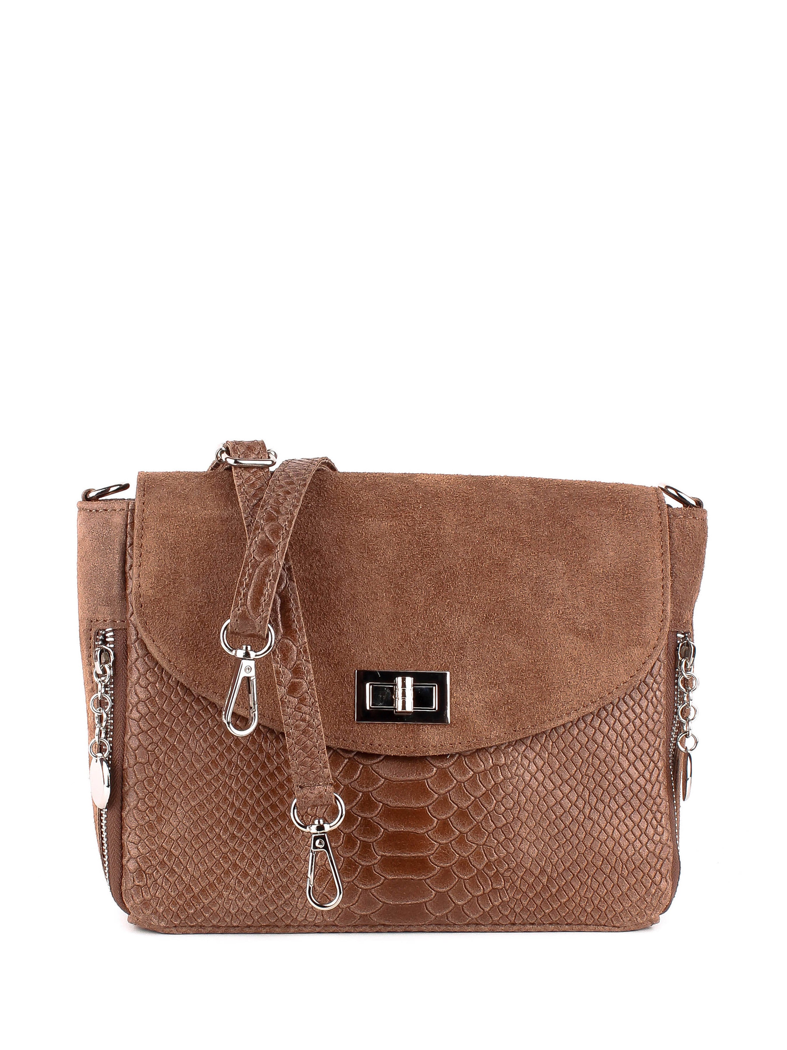 Bandolera de piel italiana Gris, Marrón 6255-104-48