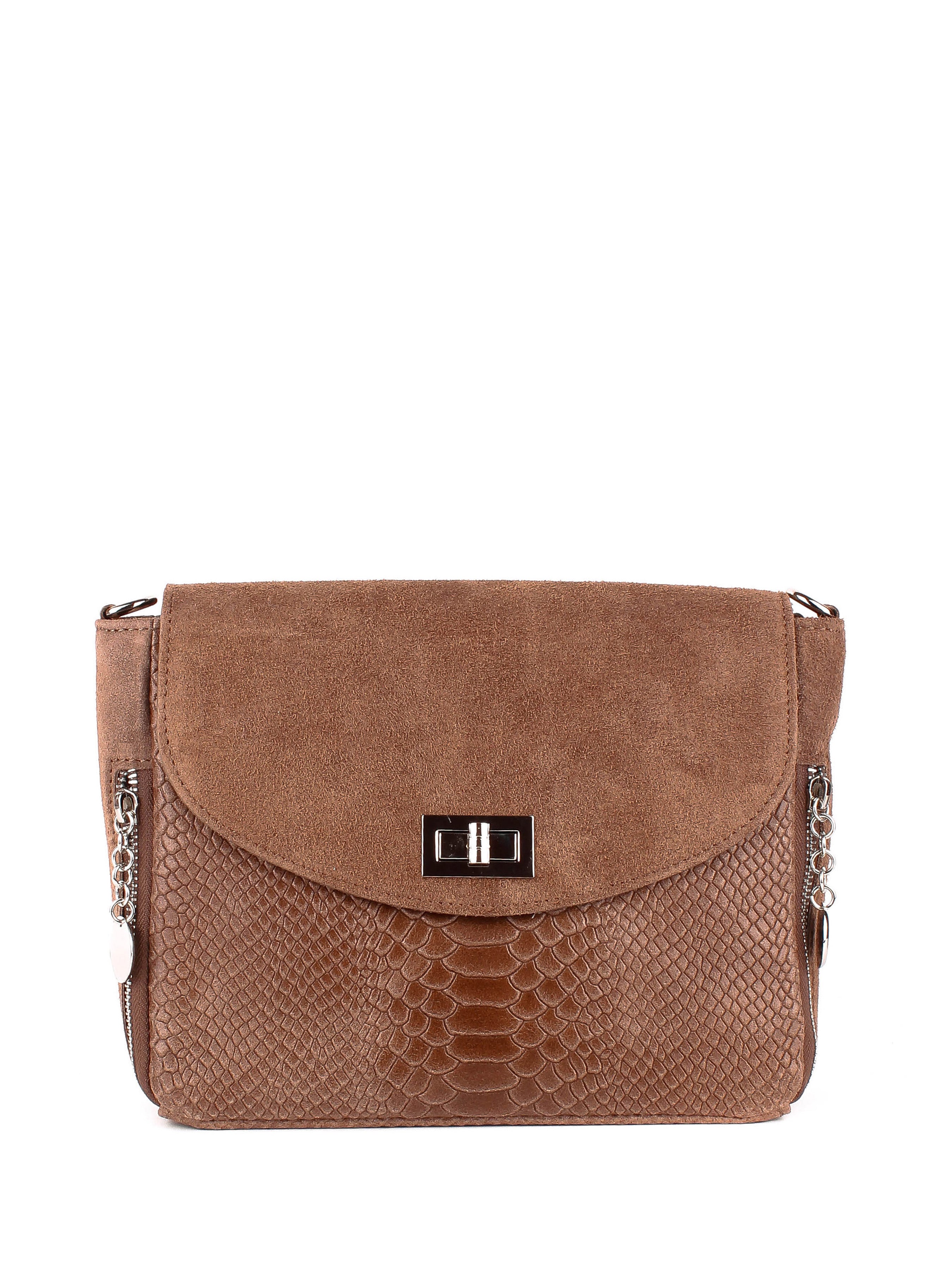 Bandolera de piel italiana Gris, Marrón 6255-104-48