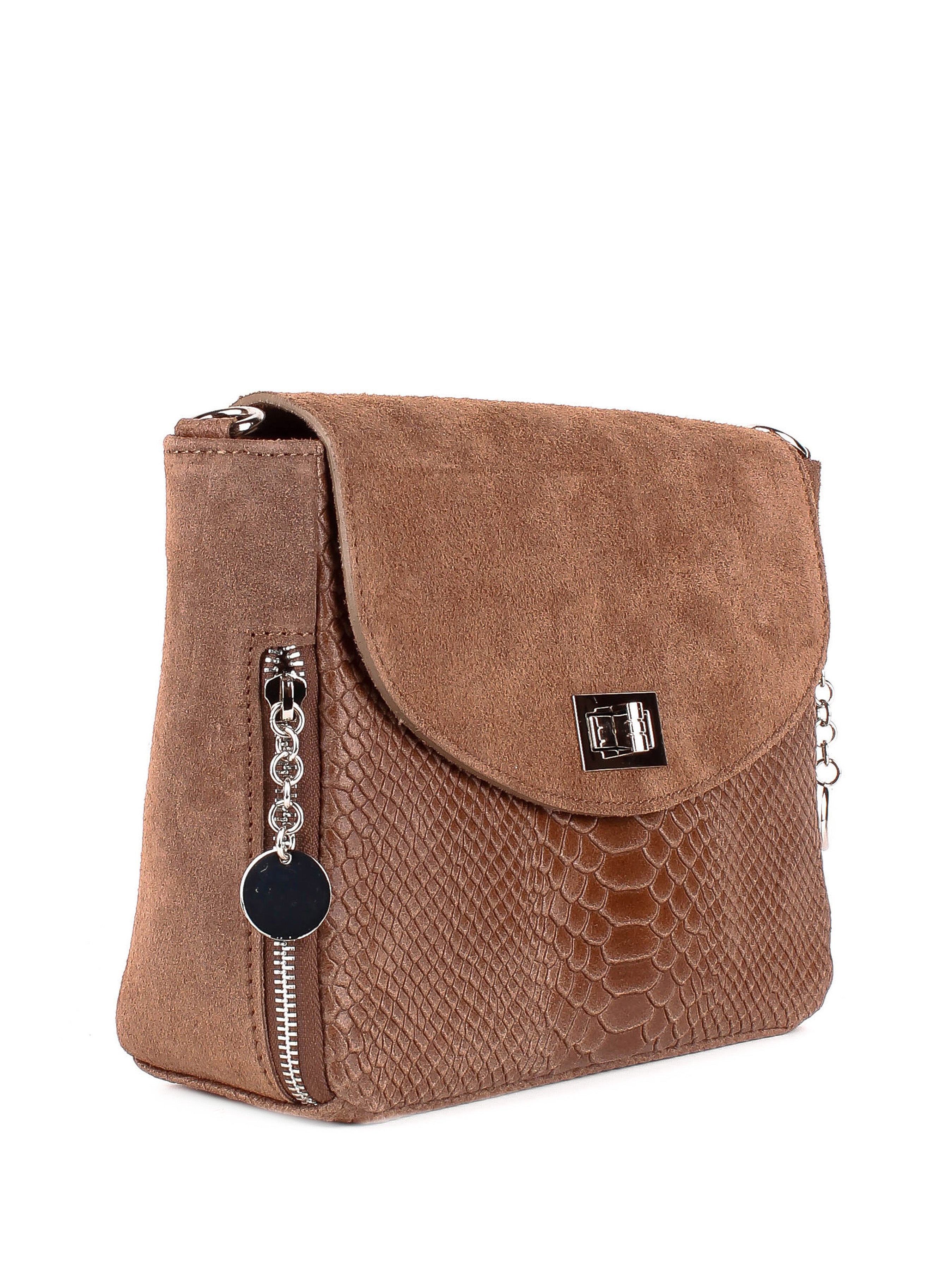 Bandolera de piel italiana Gris, Marrón 6255-104-48