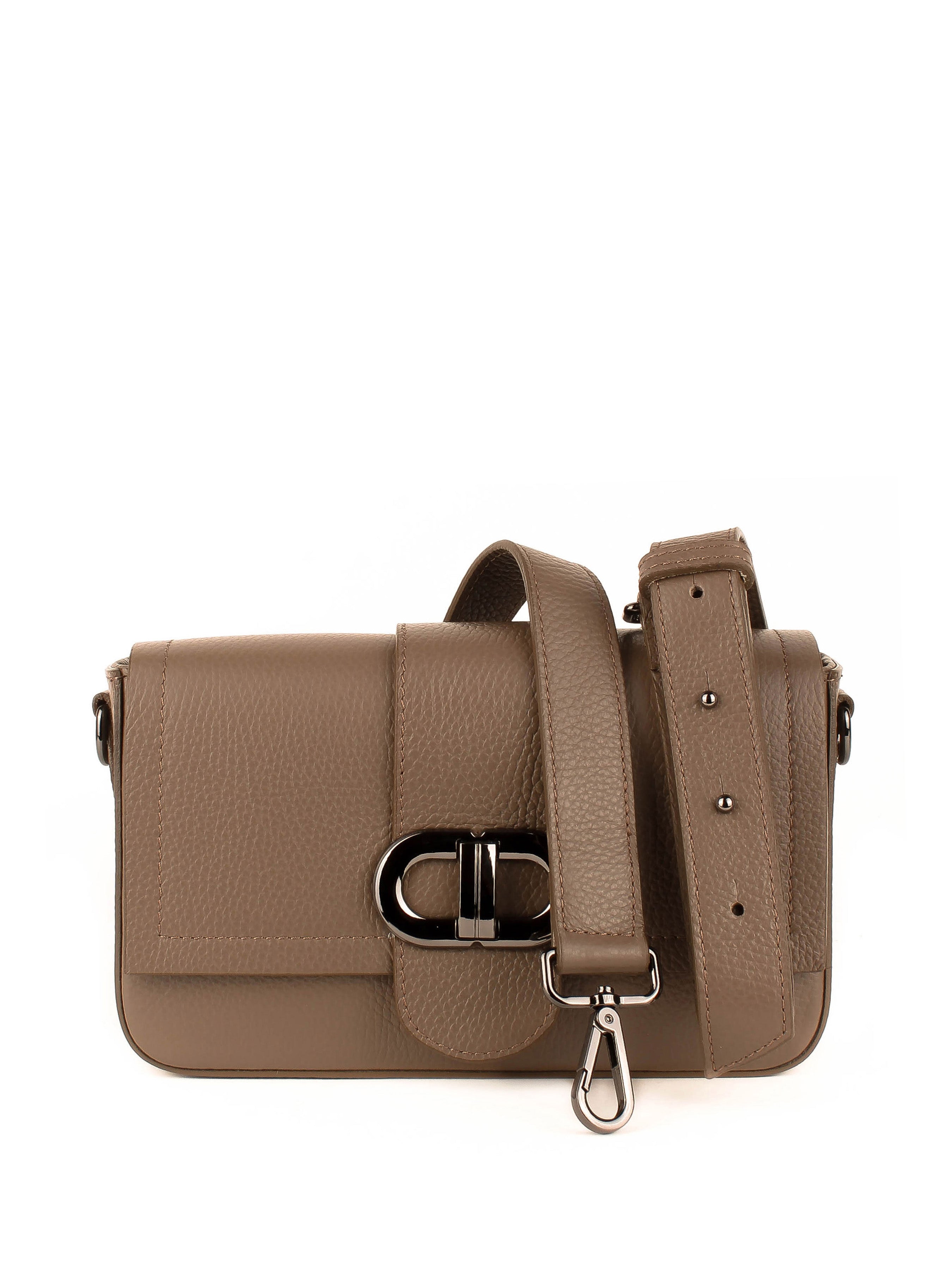 Bandolera de piel italiana Gris, Marrón 5833-104-32