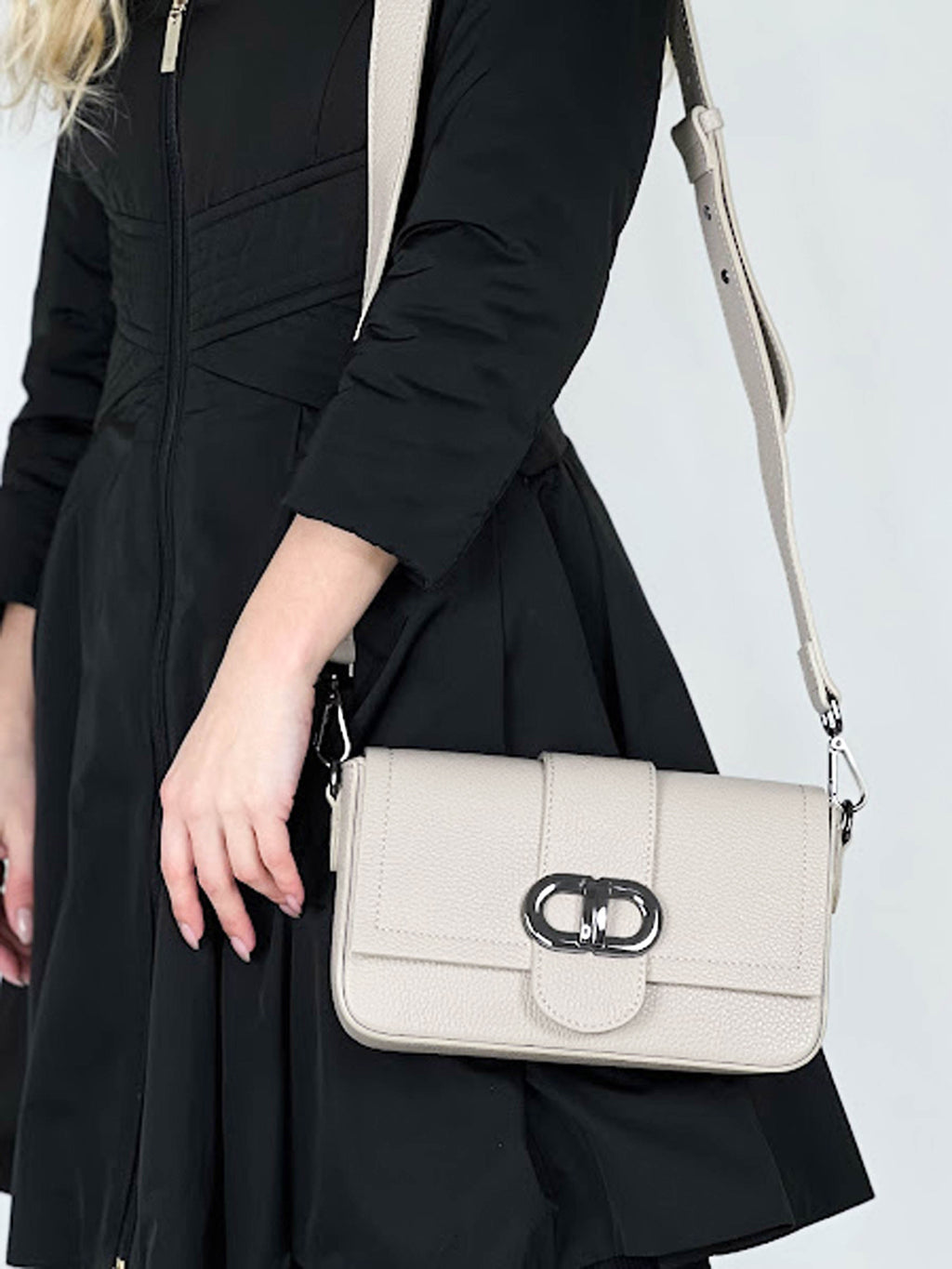 Bandolera de piel italiana Beige 5833-11-32