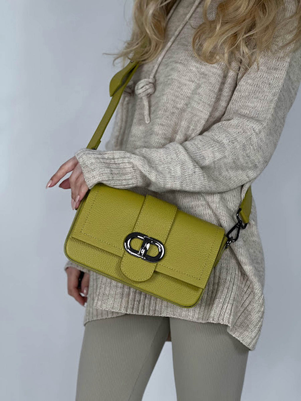 Bandolera de piel italiana Amarillo 5833-55-32