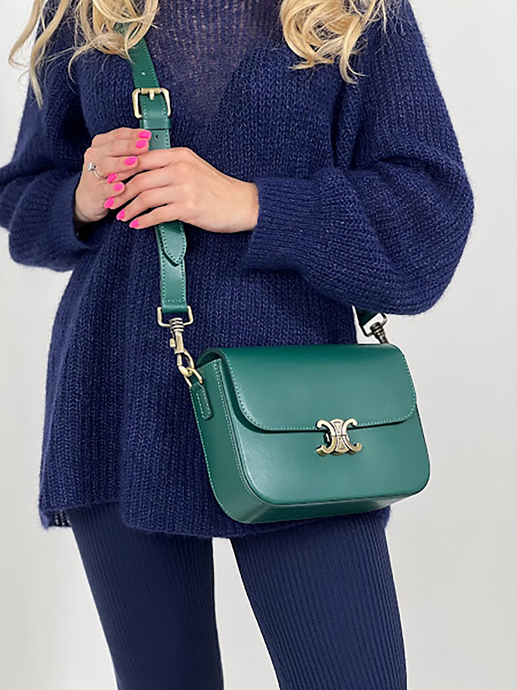 Bandolera de piel italiana Verde 4422-64-33